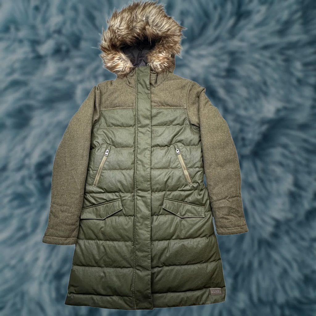 SOREL Sorel Parka Coat Womens Small Fur Hooded 700 Fill Tivoli Long Goose Down Green Size S / US 4 / IT 40 - 1 Thumbnail
