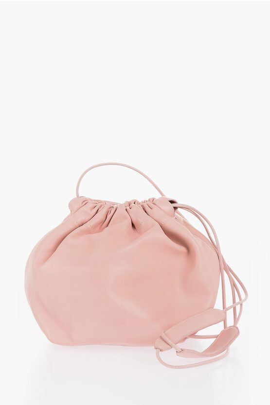 Jil Sander Leather Bucket Bag With Drawstring in Pink, Women's