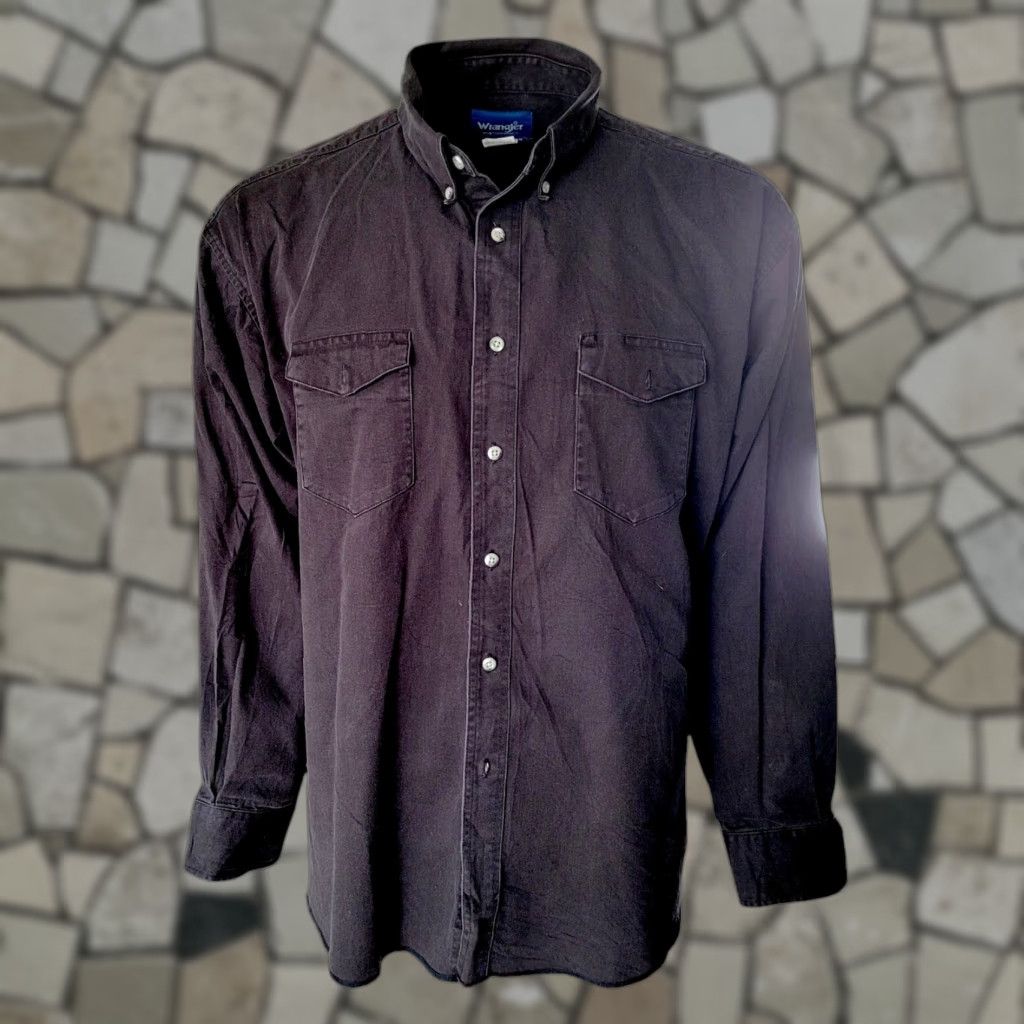 Wrangler Vintage Wrangler Western Shirt – 18½ x 36 Black Button-Up, Unisex, XXL (2XL) Regular Fit Size US M / EU 48-50 / 2 - 1 Thumbnail