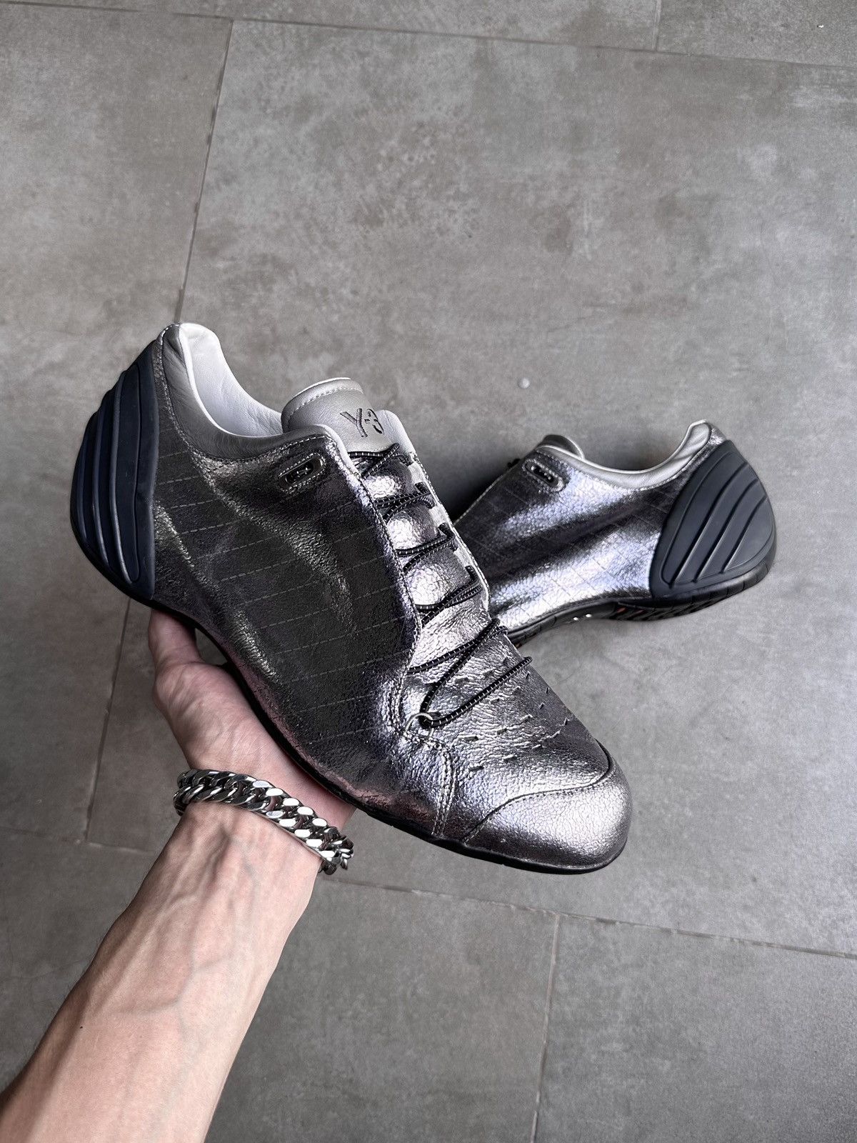 Extremely 2005 Adidas Y3 VTG Futuristic Mule Shoes Sneakers in Silver, Men's (Size 11.5)