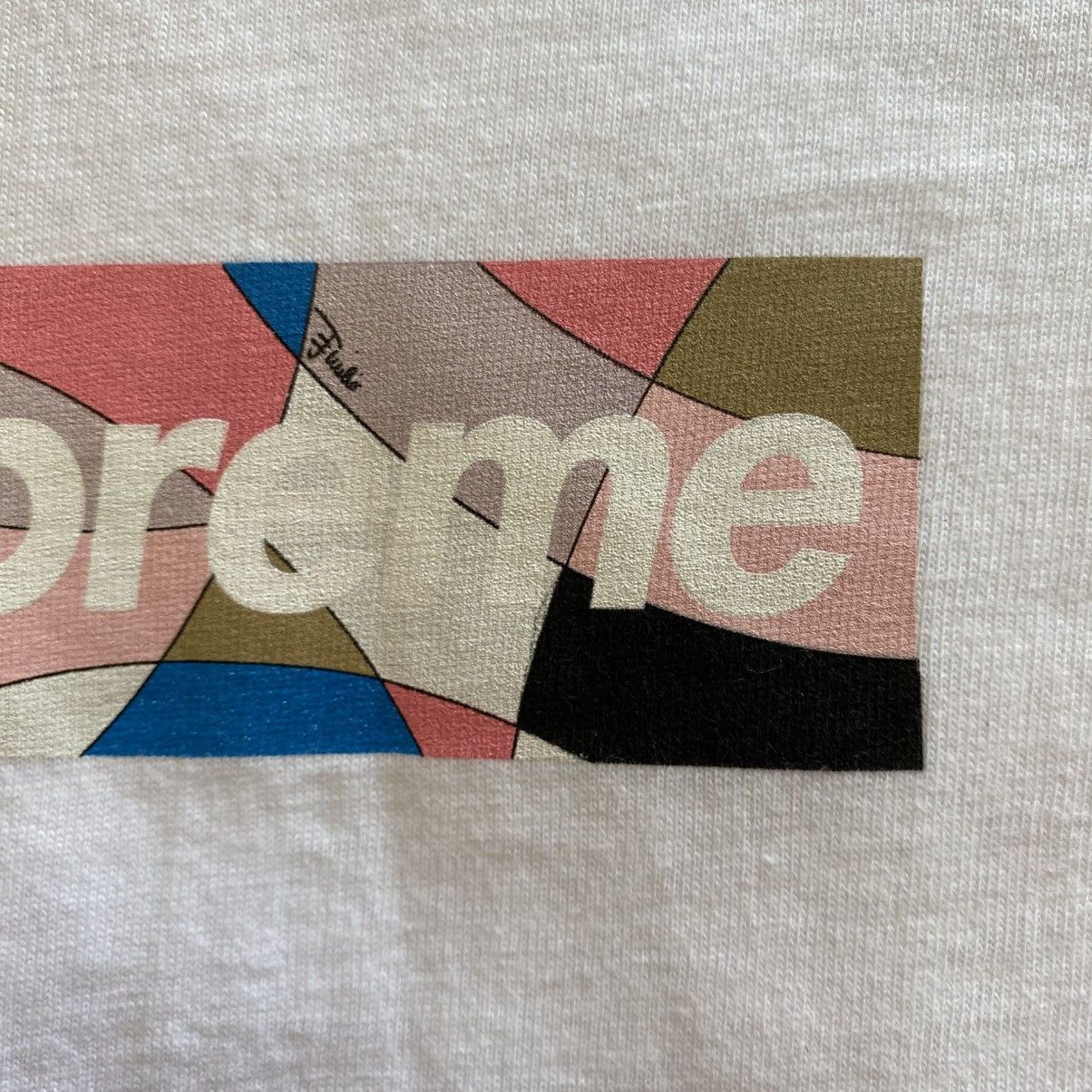 Supreme Supreme Emilio Pucci Box Logo T-Shirt White Dusty Pink 2021 Size US L / EU 52-54 / 3 - 8 Thumbnail