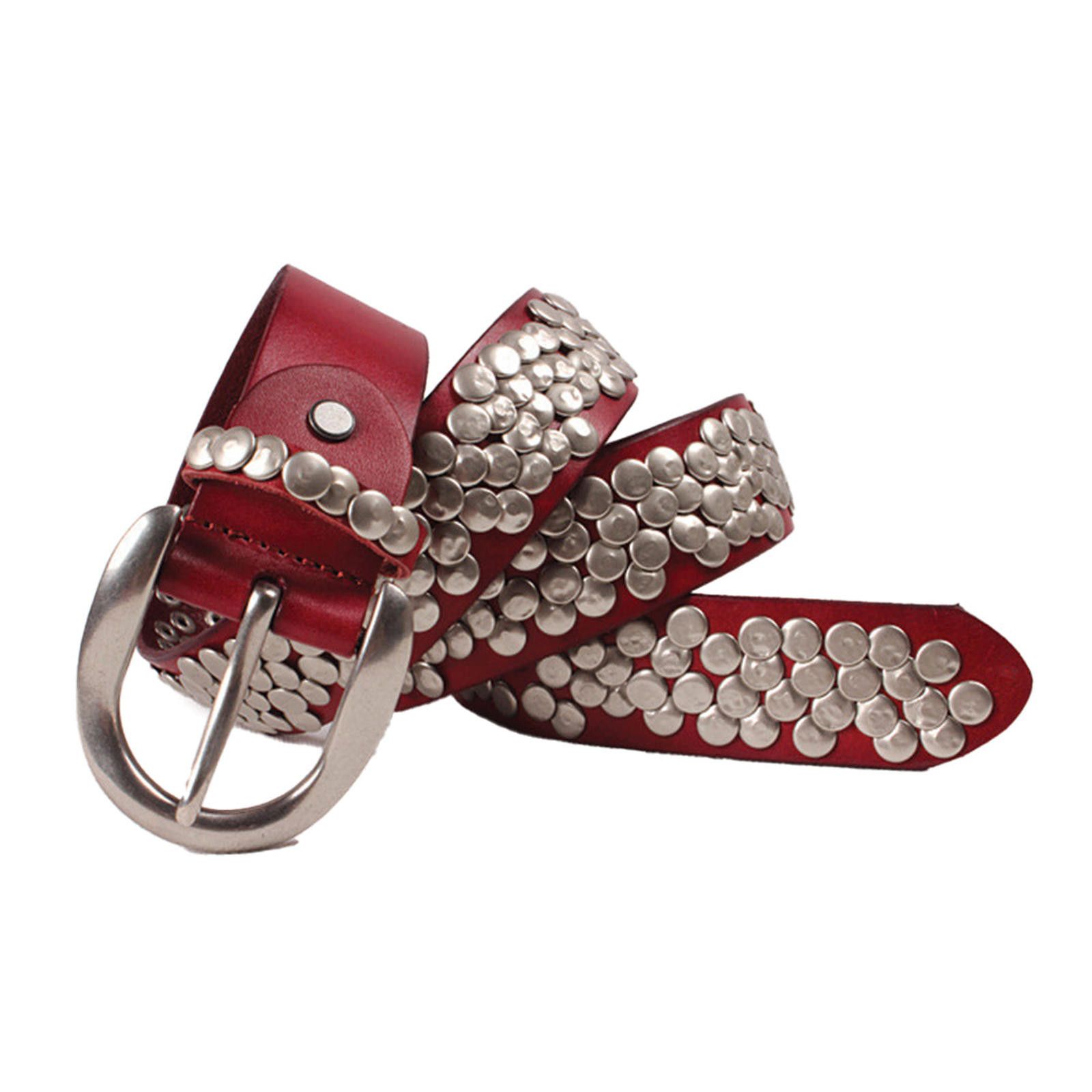Japanese Brand Black Studded Leather Belt, Silver Round Stud Belt Size ONE SIZE - 5 Thumbnail