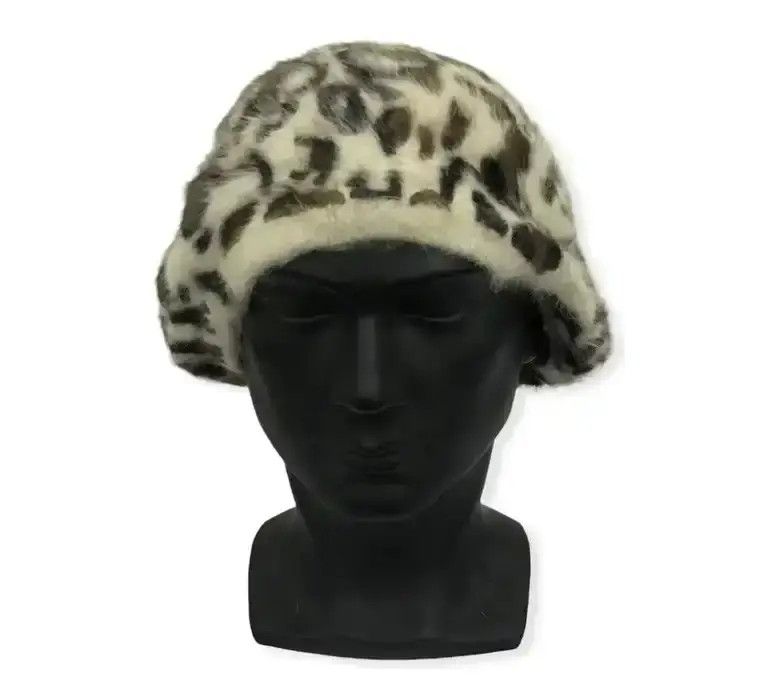 image of Leopard Fleece Design Beanie Hat, Men's