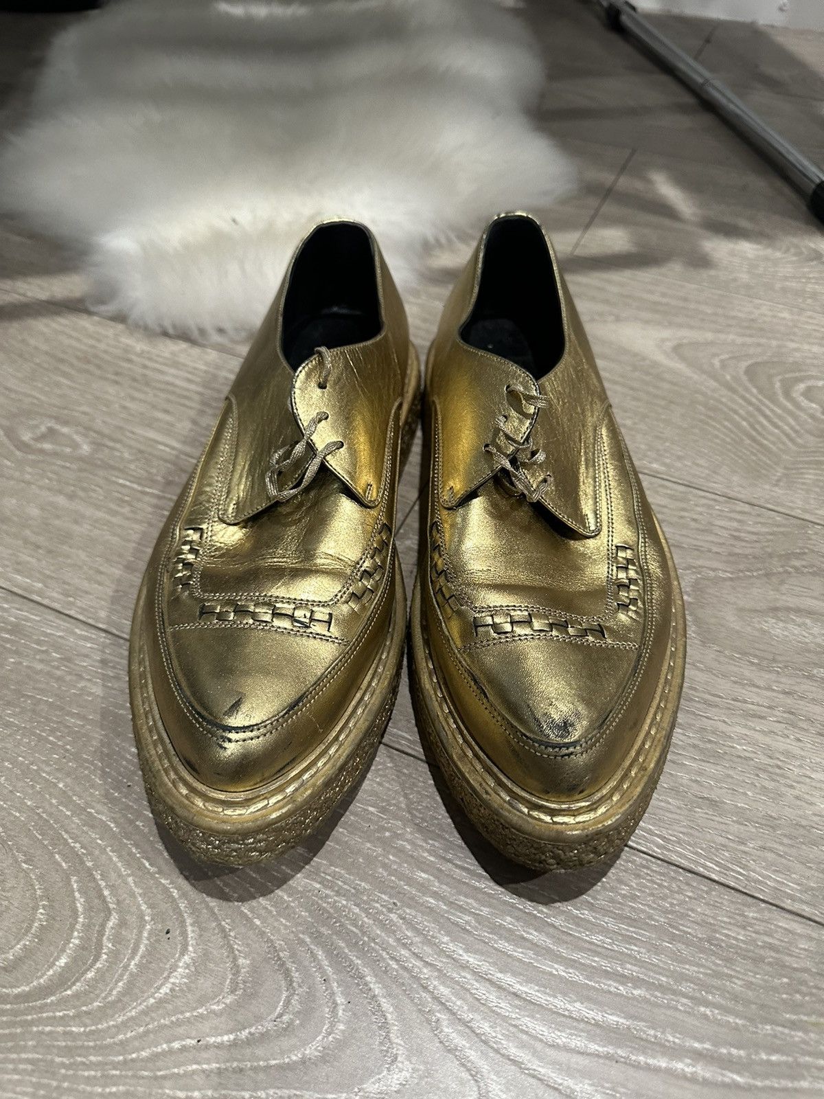 Hedi Slimane × Saint Laurent Paris FW14 Gold Creepers 42 Size US 9 / EU 42 - 2 Thumbnail