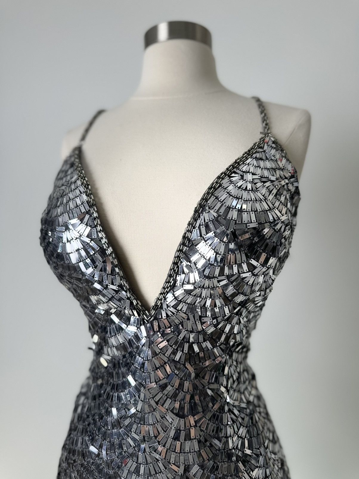 Other Brand New US 14 Jovani Mini Evening Dress in Silver Color Size XL / US 12-14 / IT 48-50 - 3 Thumbnail
