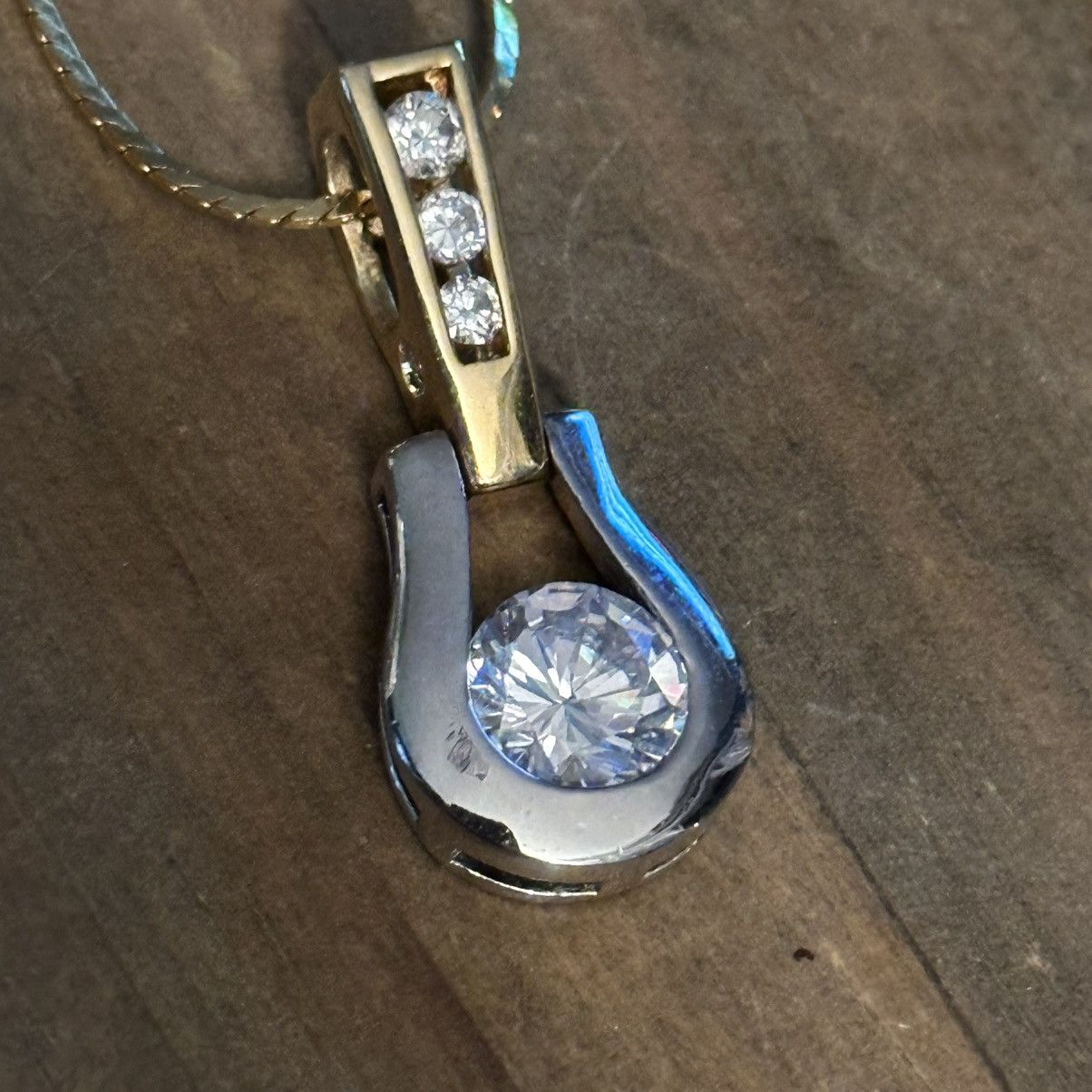 Other Two tone cubic zirconia drop pendant necklace Size ONE SIZE - 3 Thumbnail