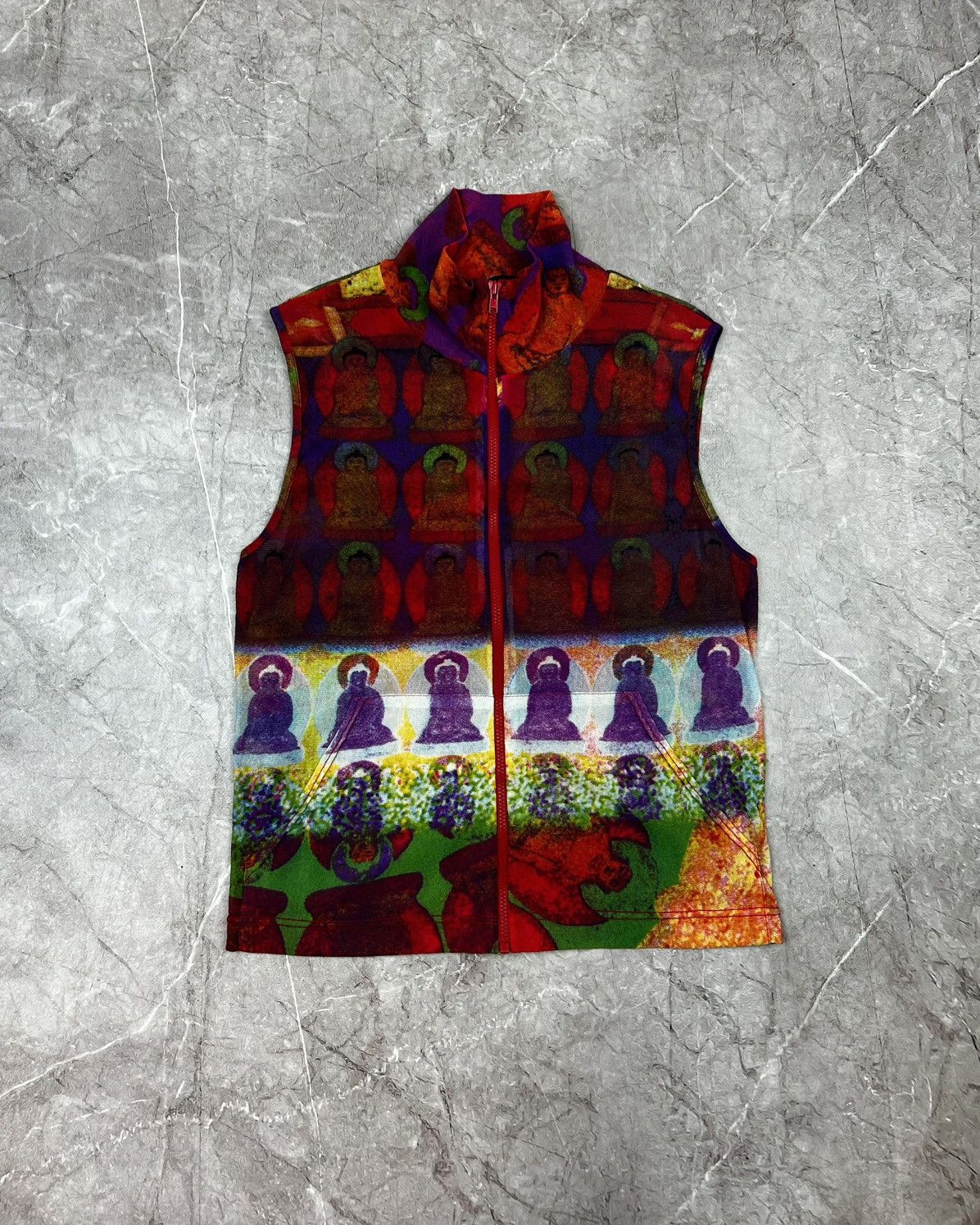 Vivienne Tam ARCHIVE S/S 1997 VIVIENNE TAM MESH FULLPRINT Buddha TANKTOP Size S / US 4 / IT 40 - 1 Thumbnail
