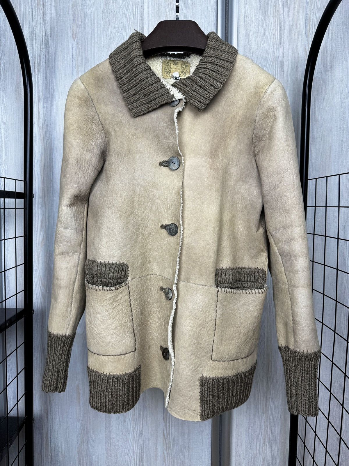 Other Nigel Preston & Knight beige distressed shearling jacket Size L / US 10 / IT 46 - 2 Thumbnail