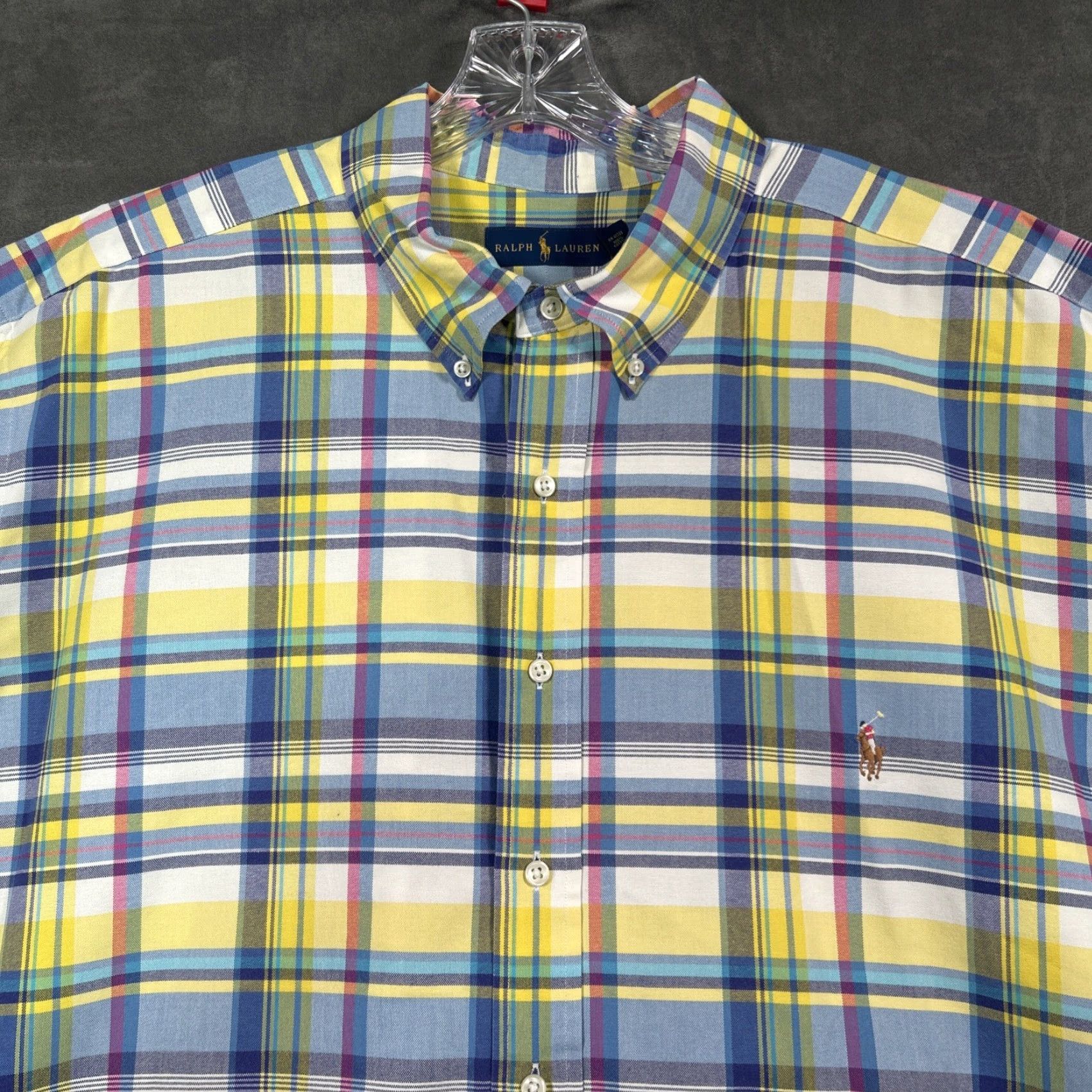 Ralph Lauren Ralph Lauren Button Down Short Sleeve Plaid 3XB Mens Flesh Pony Short Sleeve Size US 39 - 2 Thumbnail
