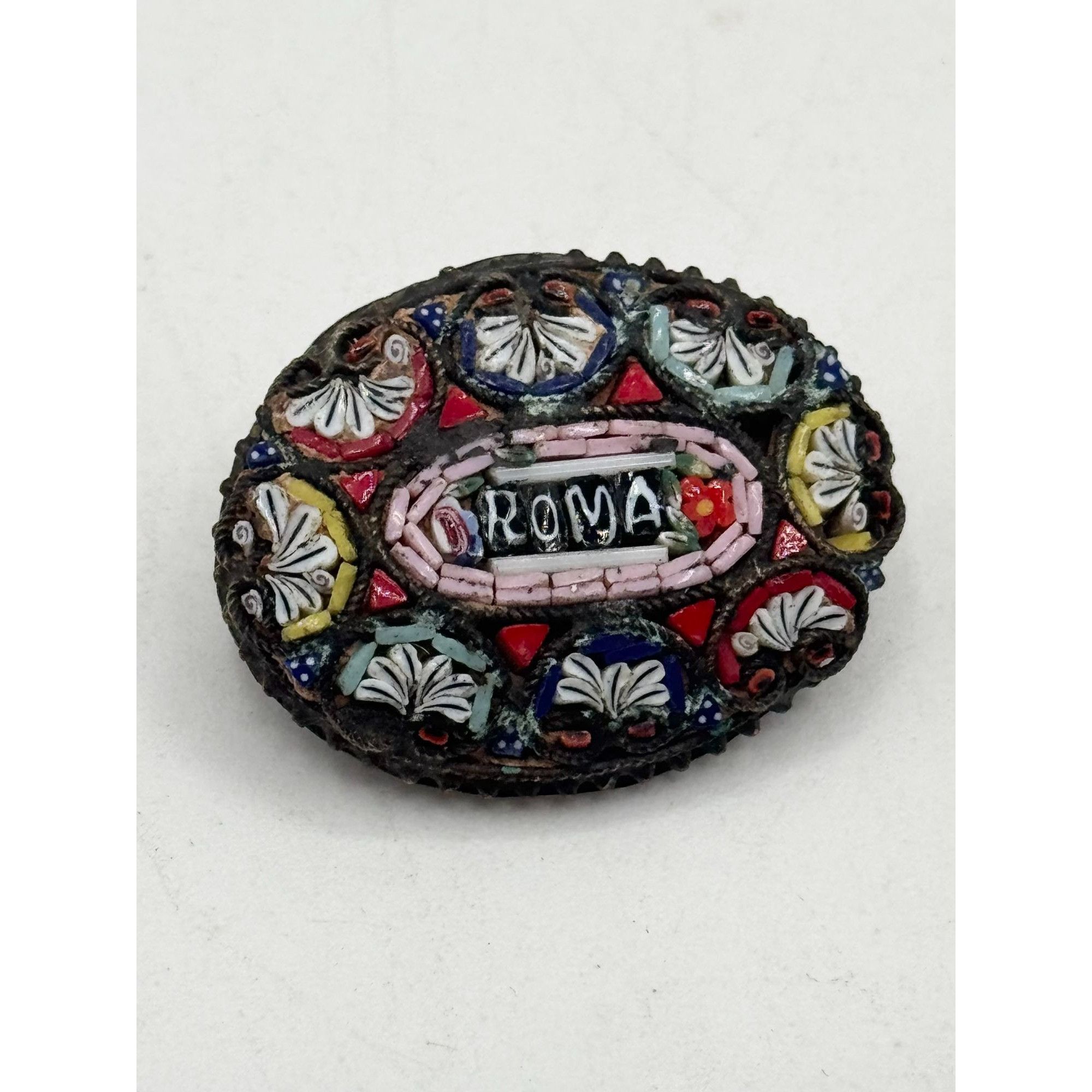 Vintage Vintage estate Roma Italy Micro Mosaic Brooch Pin Size ONE SIZE - 2 Thumbnail