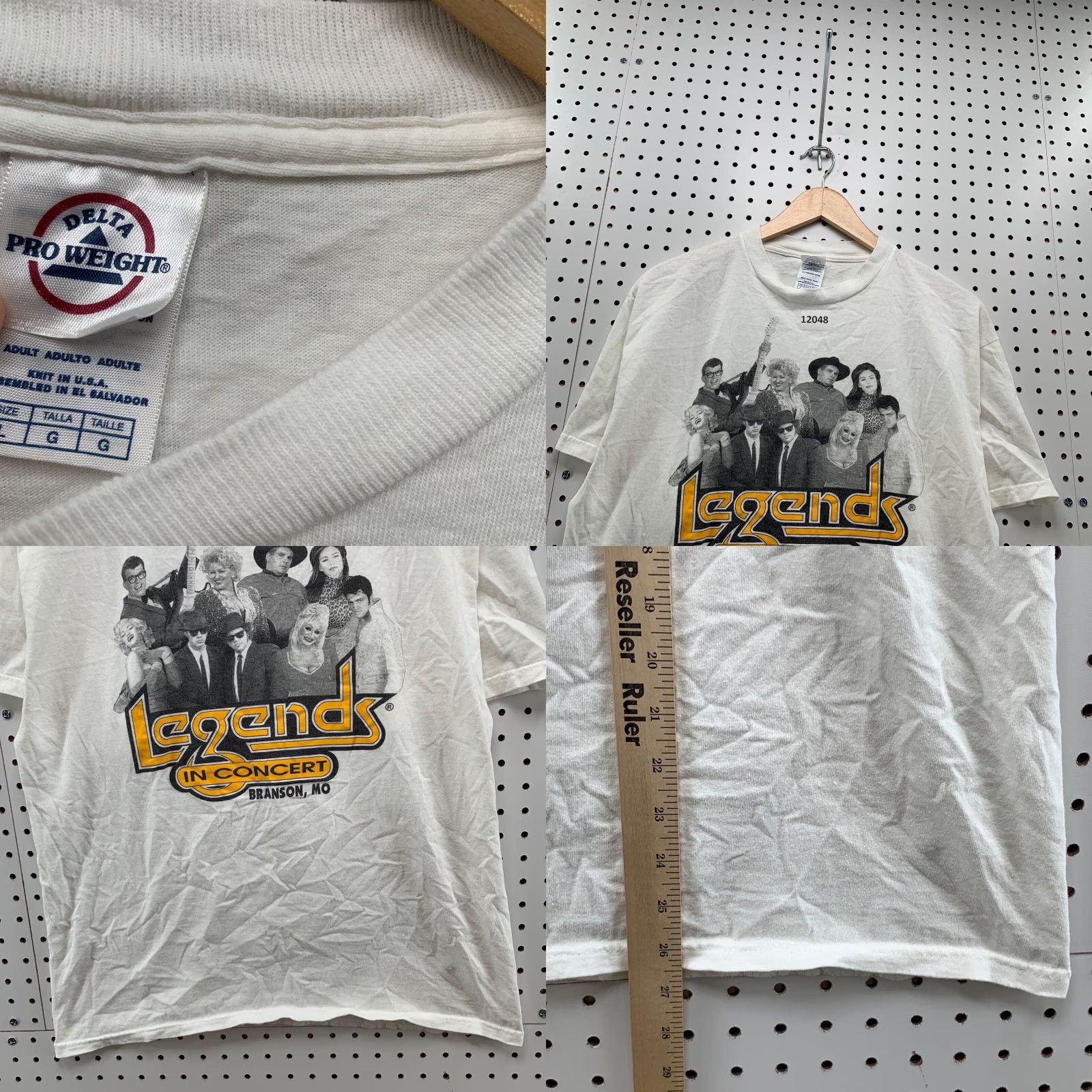 Hanes VINTAGE Hanes Legends In Concert T-Shirt Large Adult White Short Sleeve Elvis Music Mens Size US L / EU 52-54 / 3 - 8 Thumbnail