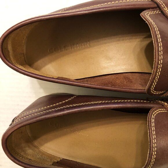 Cole Haan COLE HAAN MEN'S BROWN LEATHER SLIP-ON LOAFERS SIZE: 11M Size US 11 / EU 44 - 3 Thumbnail
