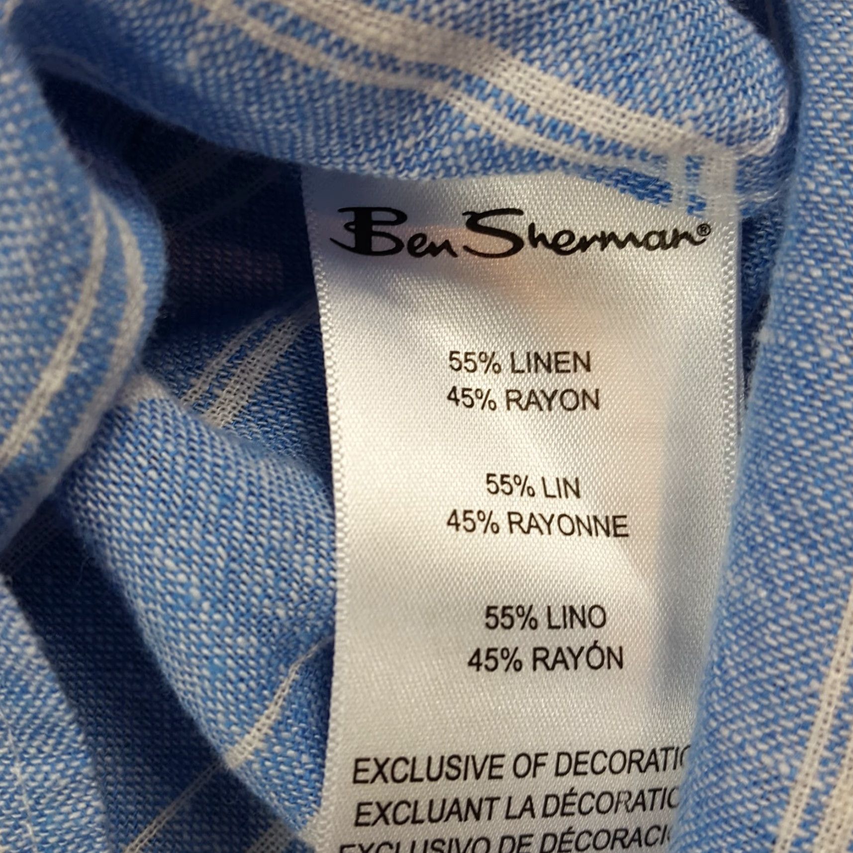 Ben Sherman Ben Sherman Linen Rayon Blend Striped Knit Men's Size L Button Up Collared Shirt Size US L / EU 52-54 / 3 - 6 Thumbnail