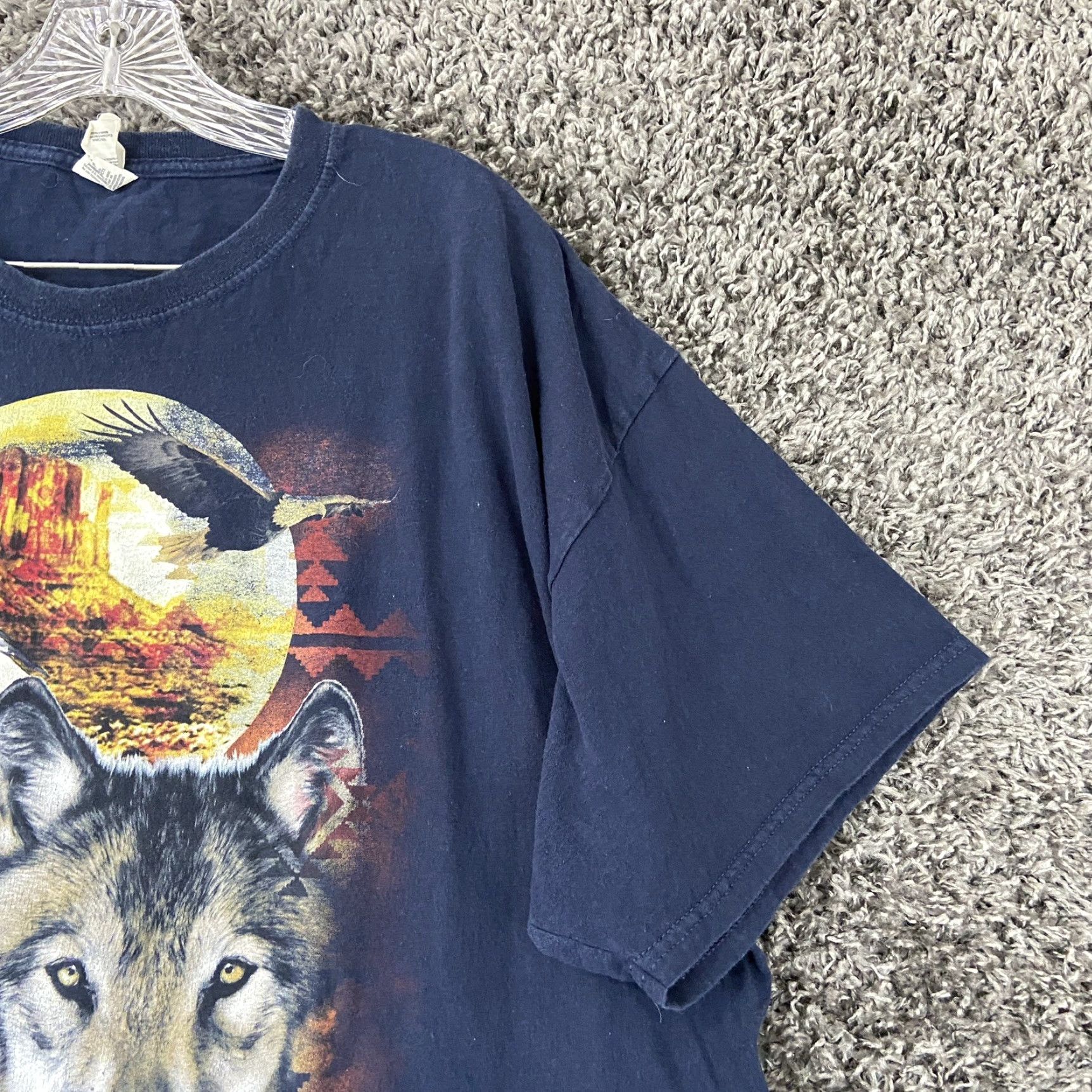 Jerzees VINTAGE Jerzees HiDensi-T Men’s T-Shirt 2XL Blue Wolf Bald Eagle Desert Outdoor Graphics Mens Size US XXL / EU 58 / 5 - 3 Thumbnail