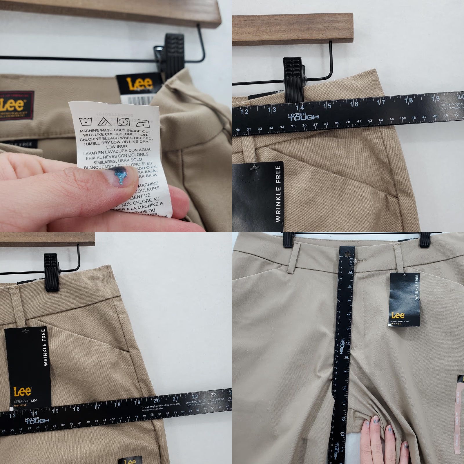 Lee Lee Pants Womens 12 Short Khaki Straight Leg Mid Rise Wrinkle Free Chino Stretch Pants Size 34" / US 12 / IT 48 - 8 Thumbnail