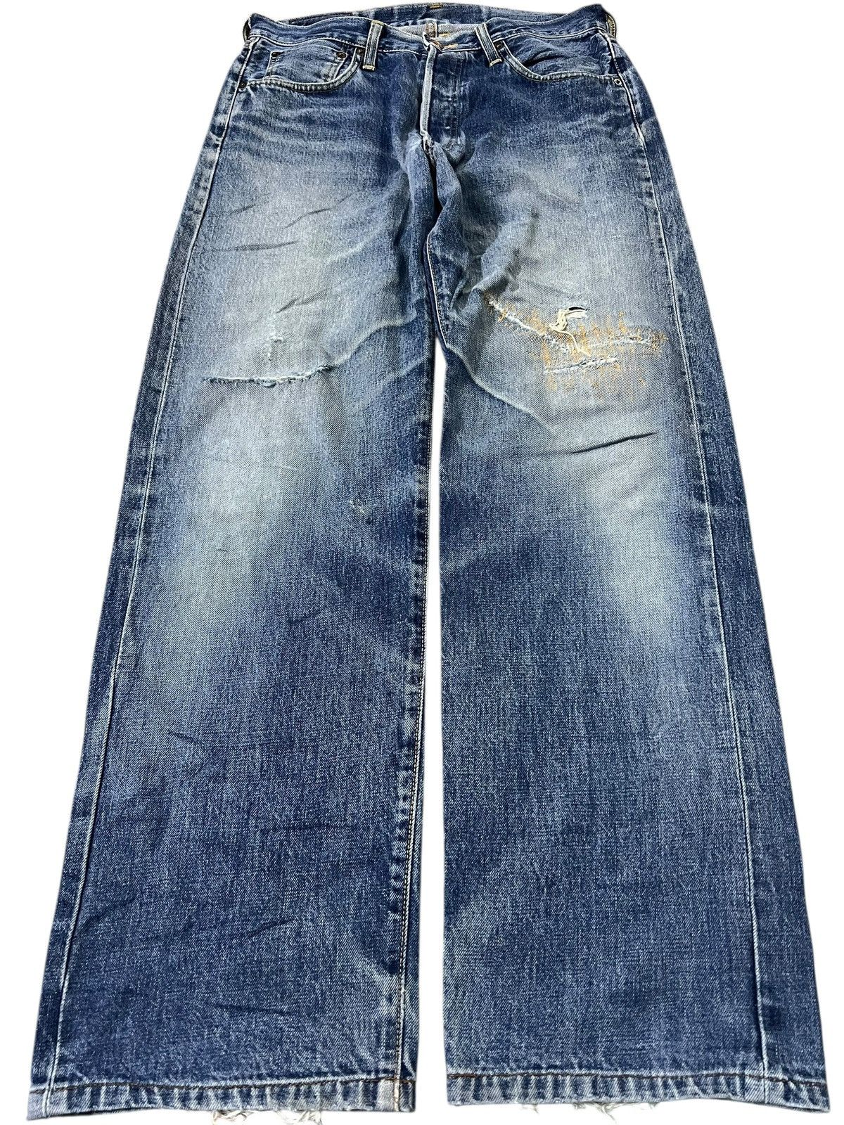 Edwin Vintage Baggy Edwin 505x Distressed Selvedge Denim Jean Size US 31 - 1 Thumbnail
