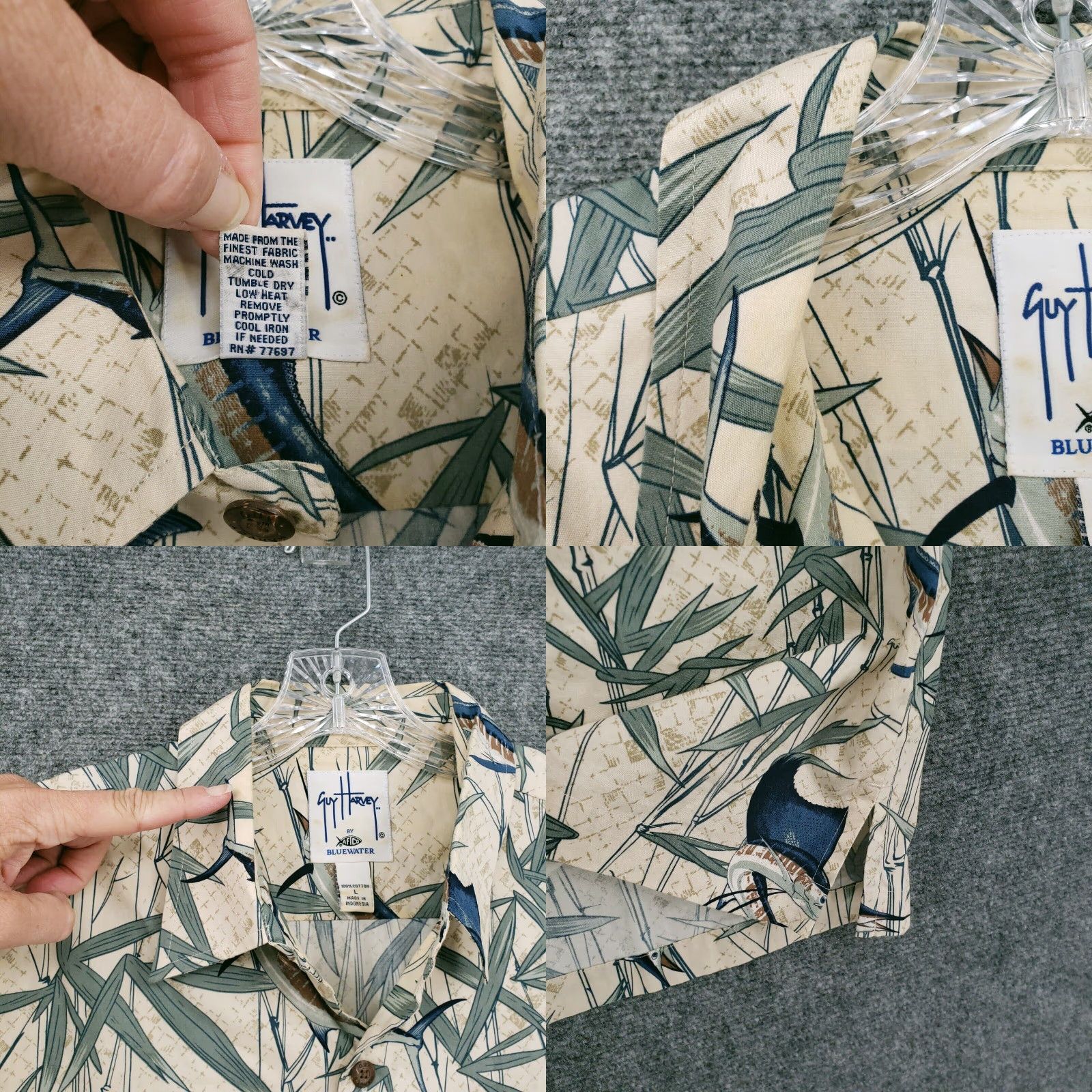 Veste Bomber Vintage Guy Harvey X AFTCO – Bleue, Doublée, Taille L – Pêche