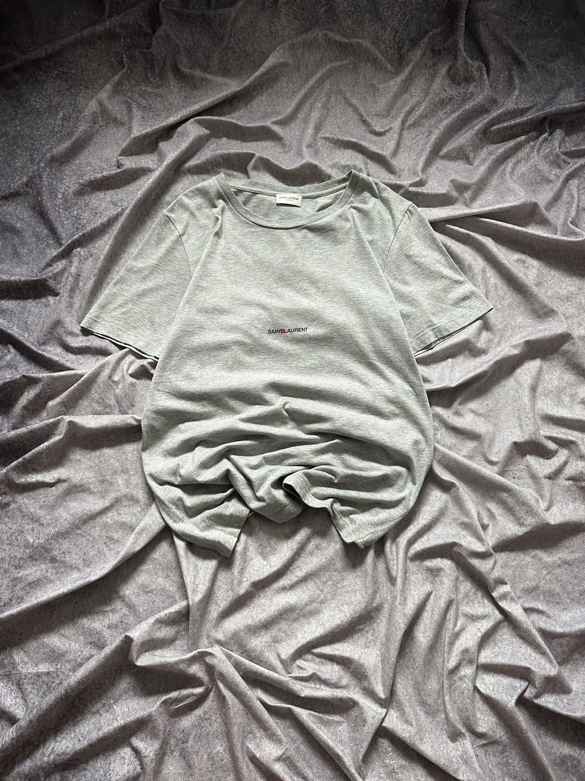 Saint Laurent Paris Saint Laurent Paris Men's Gray Logo T-Shirt Size Small Size US S / EU 44-46 / 1 - 1 Thumbnail