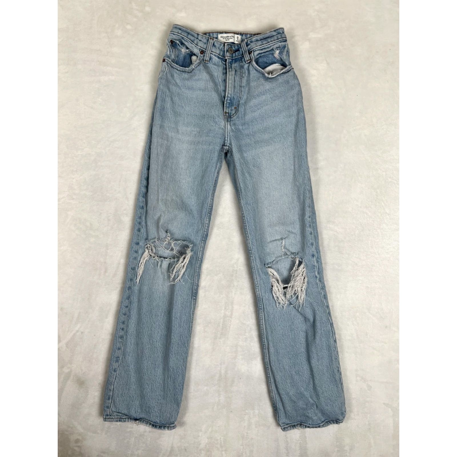 Abercrombie & Fitch Abercrombie & Fitch Jeans Womens 25 0R Distressed High Rise Relaxed Straight 90s Blue Denim Size 42" / US 20 - 2 Thumbnail
