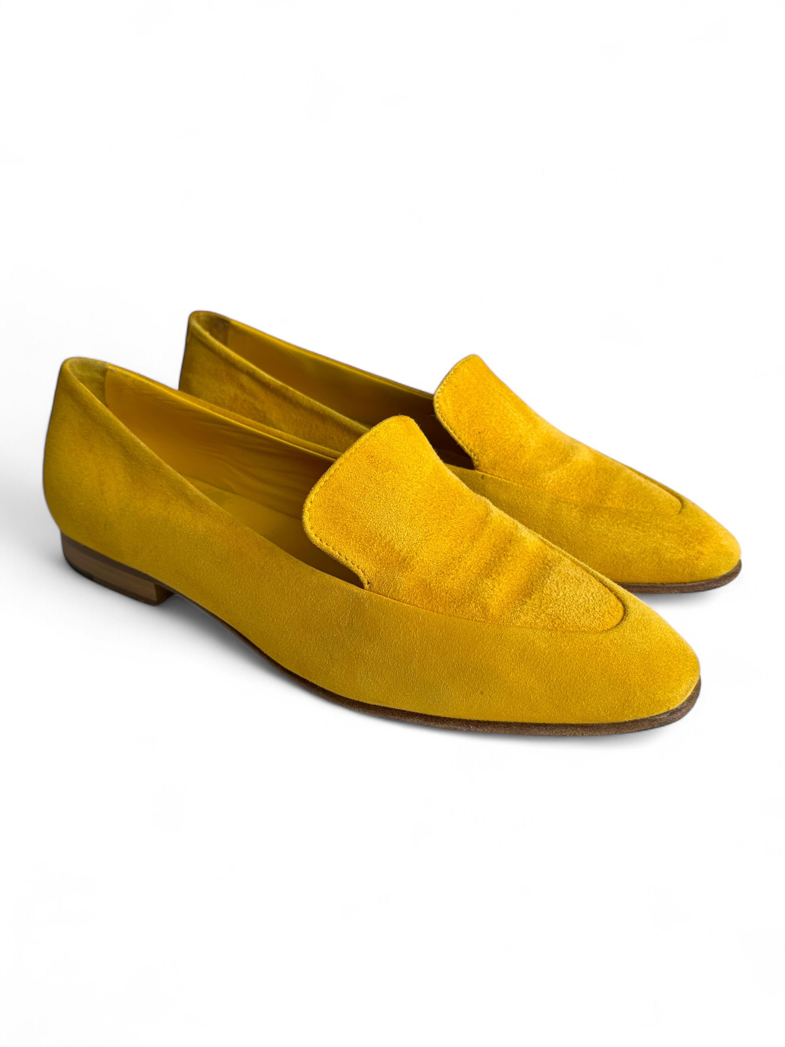 Manolo Blahnik Manolo Blahnik Women's Pitaka Suede Flat Loafers Yellow (39) Size US 9 / IT 39 - 1 Thumbnail