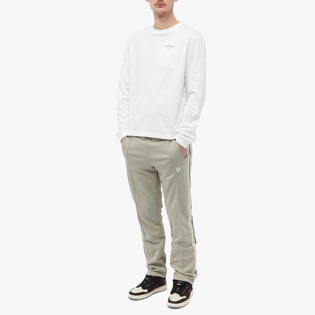 Palm Angels o1y0325 Logo Crewneck T-Shirt in White Size US L / EU 52-54 / 3 - 5 Thumbnail