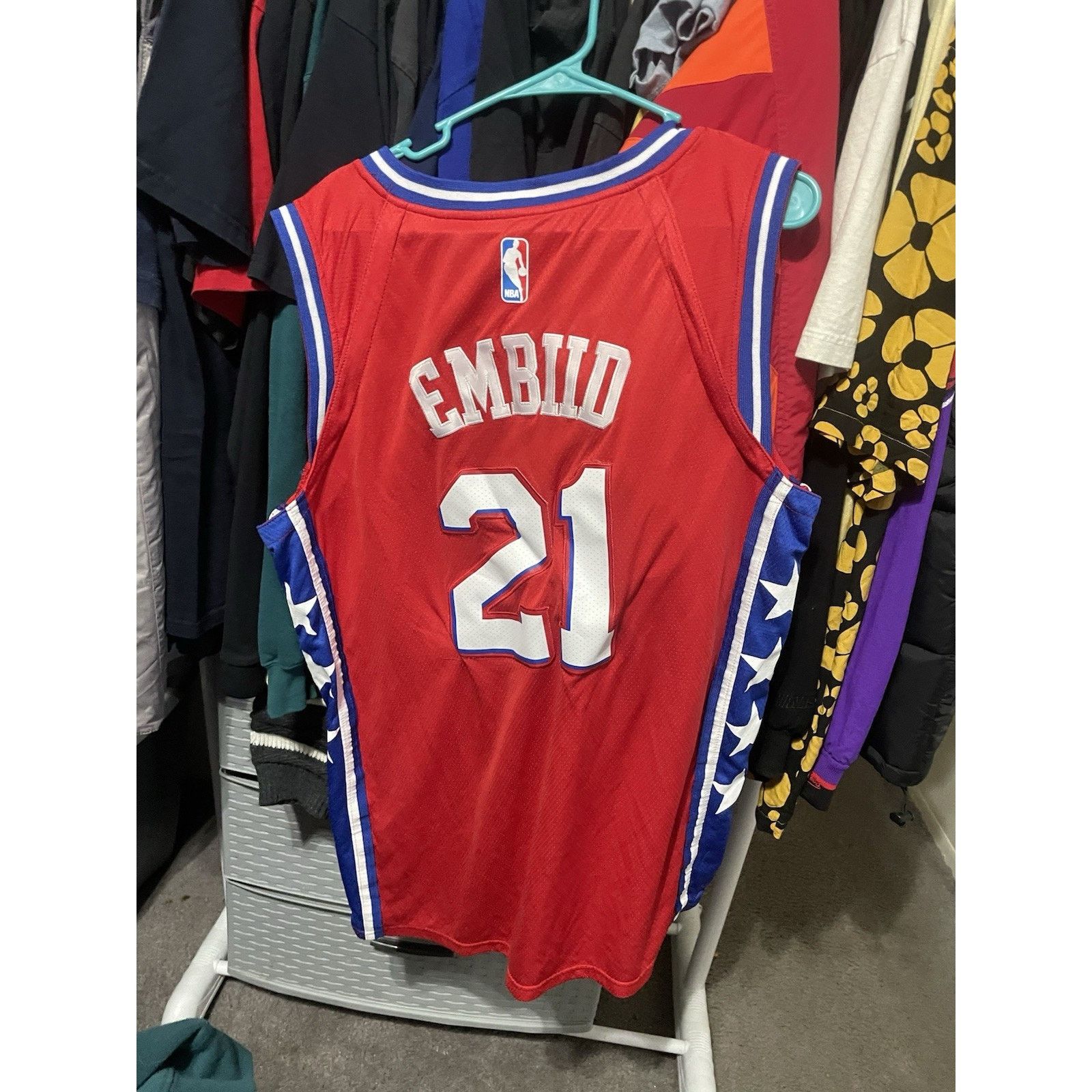 Nike Size XL- Nike 76ers Joel Embiid 21 Red Basketball Jersey Size US XL / EU 56 / 4 - 2 Thumbnail