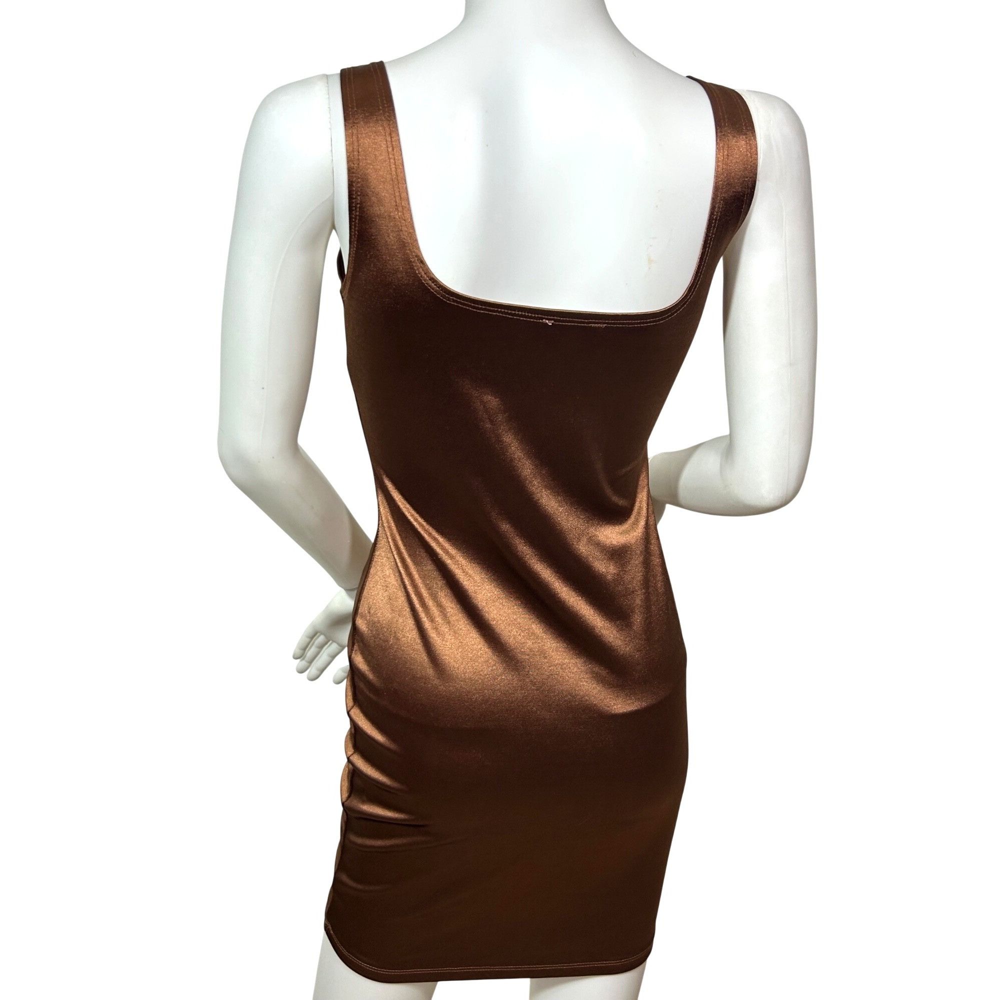 Other Iris Bodycon Camisole Mini Dress Brown Satin Shimmery Look S Size S / US 4 / IT 40 - 3 Thumbnail