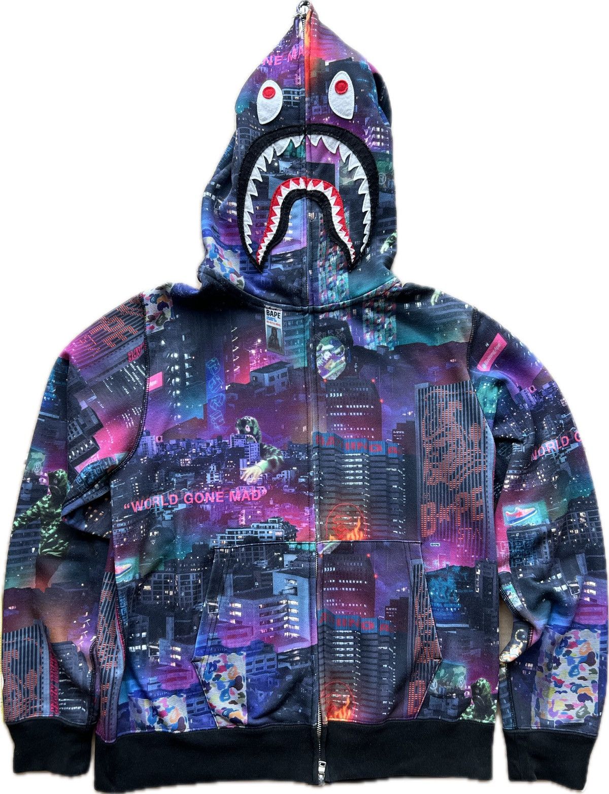 Bape Neon Tokyo Shark Zip Hoodie