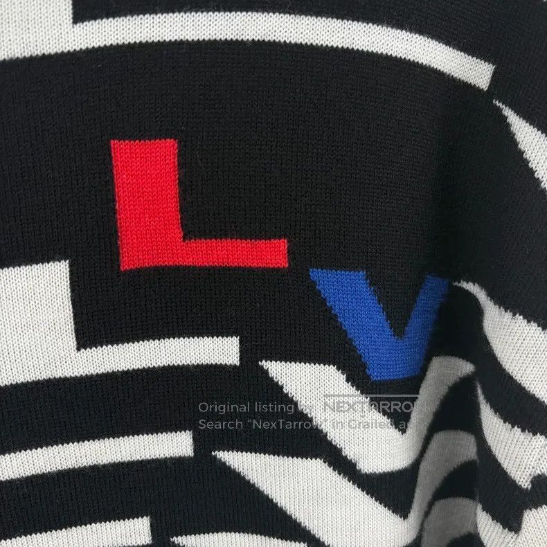 Louis Vuitton Louis Vuitton 24SS black and white striped logo sweater Size US L / EU 52-54 / 3 - 4 Thumbnail