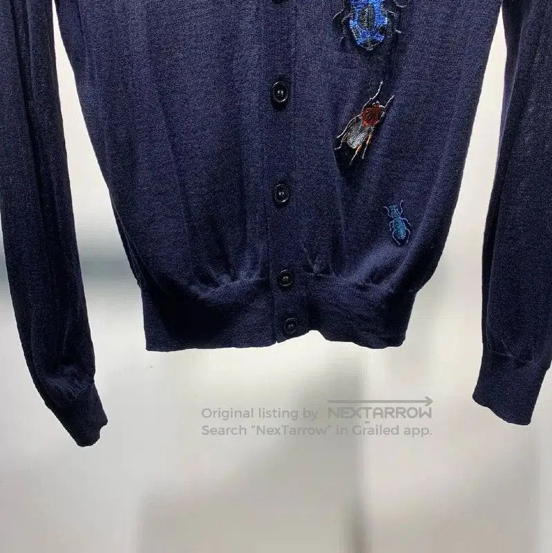 Alexander McQueen Alexander McQUEEN Navy Wool Cardigan with Insect Embellishm Size S / US 4 / IT 40 - 6 Thumbnail