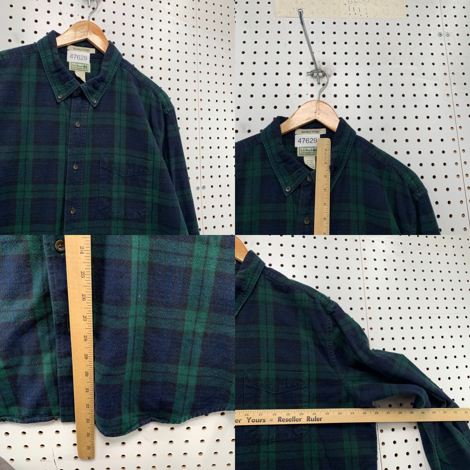 Vintage LL Bean Button Down Shirt Mens XL Tall XLT Green Tartan Plaid Slightly Fitted Size US XL / EU 56 / 4 - 8 Thumbnail