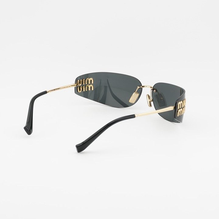 Miu Miu Miu Miu MUA51S 5AK5S0 Sunglasses Gold Rectangle Frame Size ONE SIZE - 4 Thumbnail