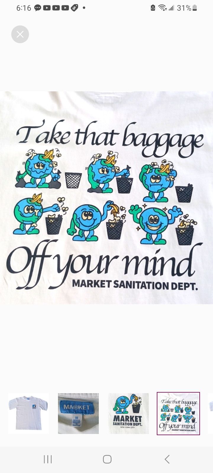 Market MARKET Sanitation Dept White T-Shirt Size US M / EU 48-50 / 2 - 4 Thumbnail