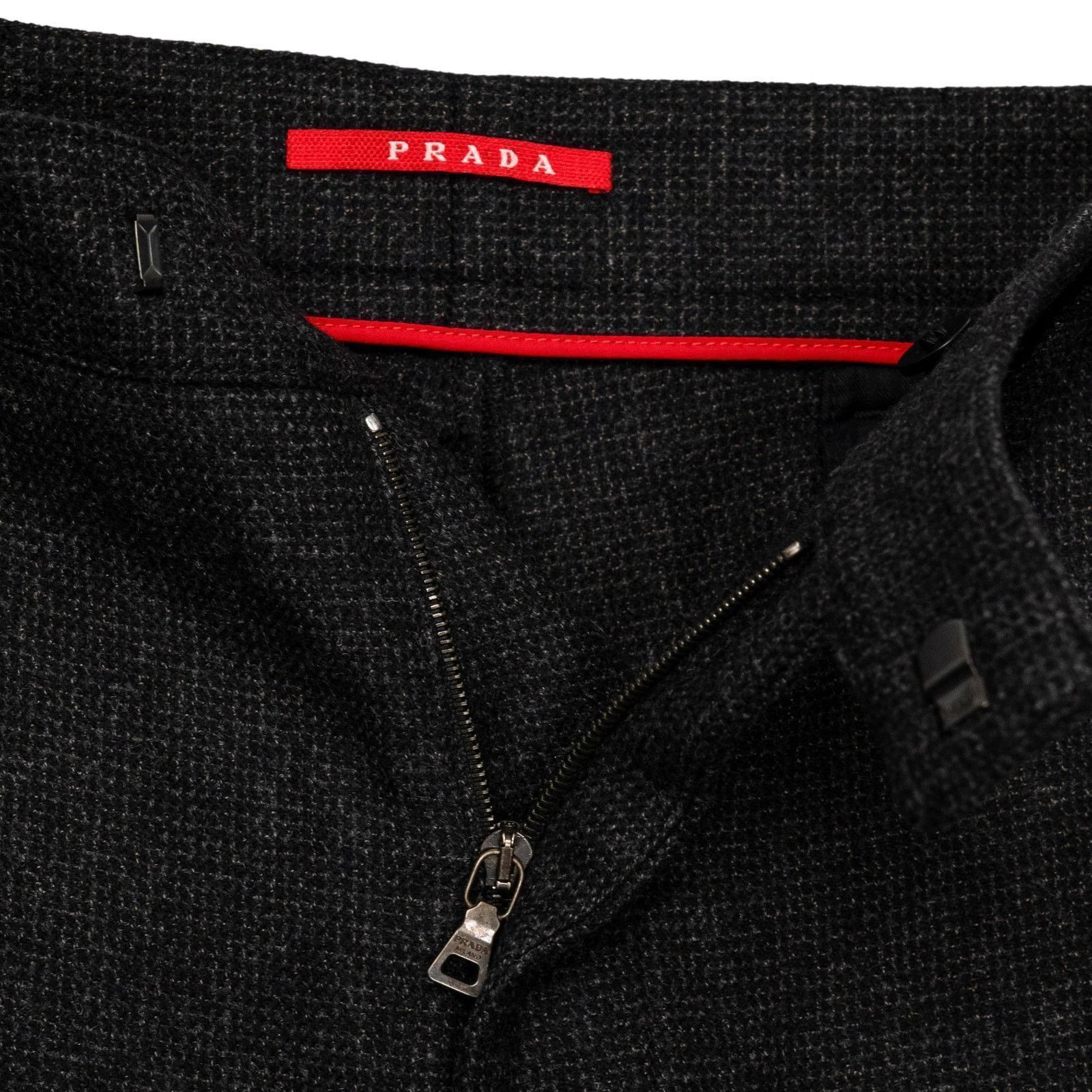 Prada Prada 2008 Linea Rossa Black Logo Knit Wool Trouser Pants Size US 40 / EU 56 - 3 Thumbnail