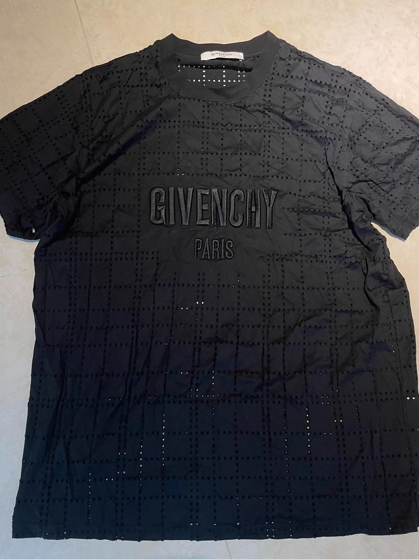 Givenchy GVC Embroidered Logo Distressed Black Short Sleeve T-shirt Size US L / EU 52-54 / 3 - 1 Thumbnail