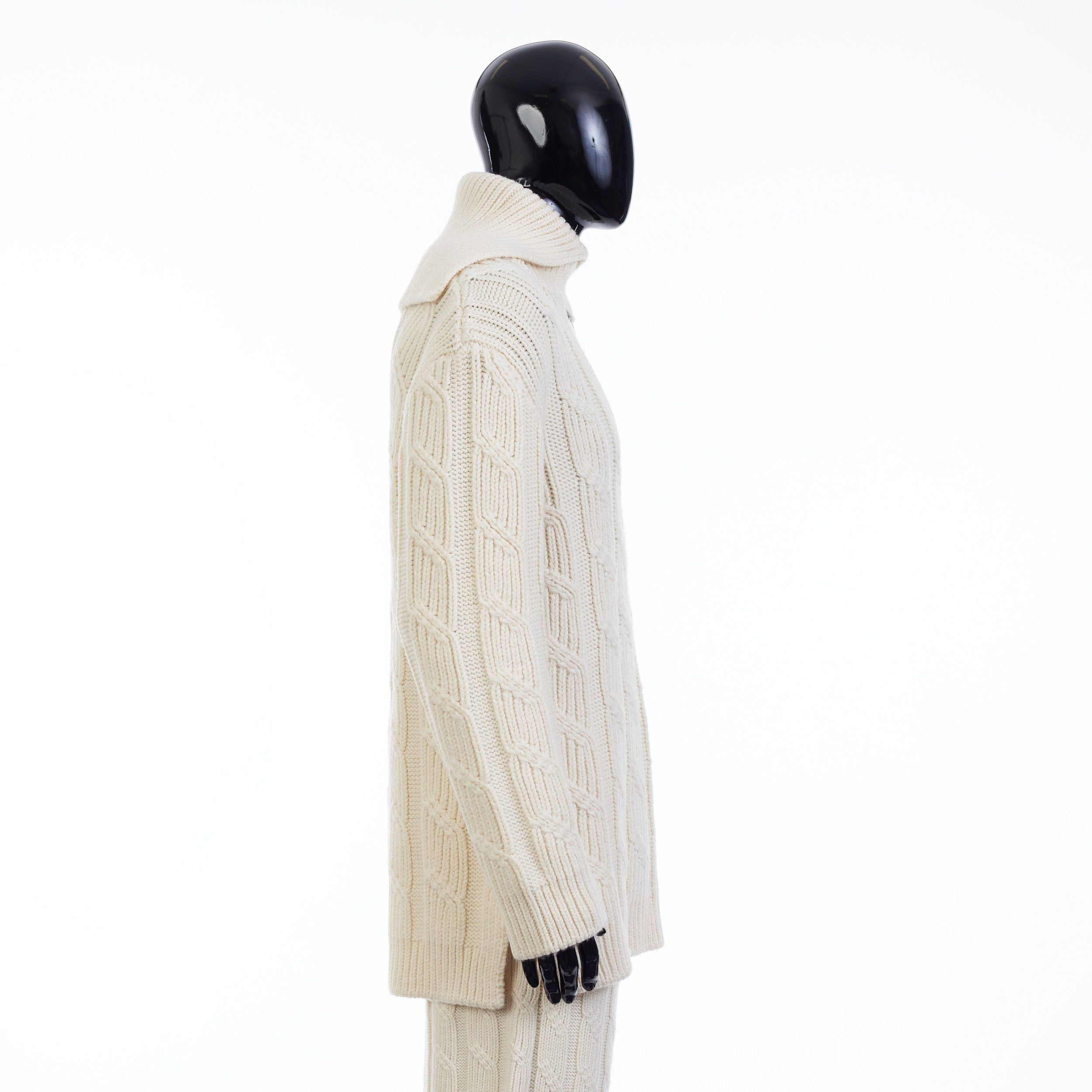 Fendi White High Neck Cable Knit Wool Pullover Size US S / EU 44-46 / 1 - 8 Thumbnail
