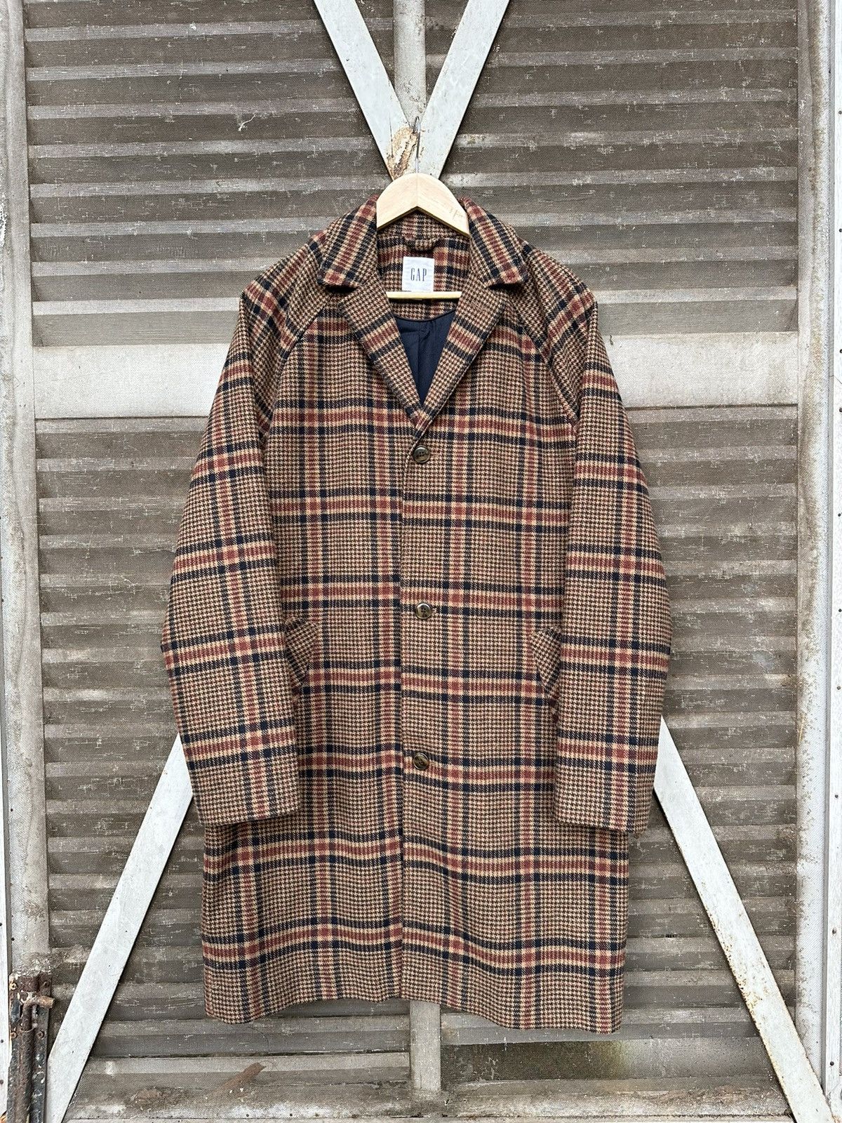 Gap GAP NOVA CHECK DOUBLE BREASTED 100% WOOL LONG JACKET Size US M / EU 48-50 / 2 - 2 Thumbnail