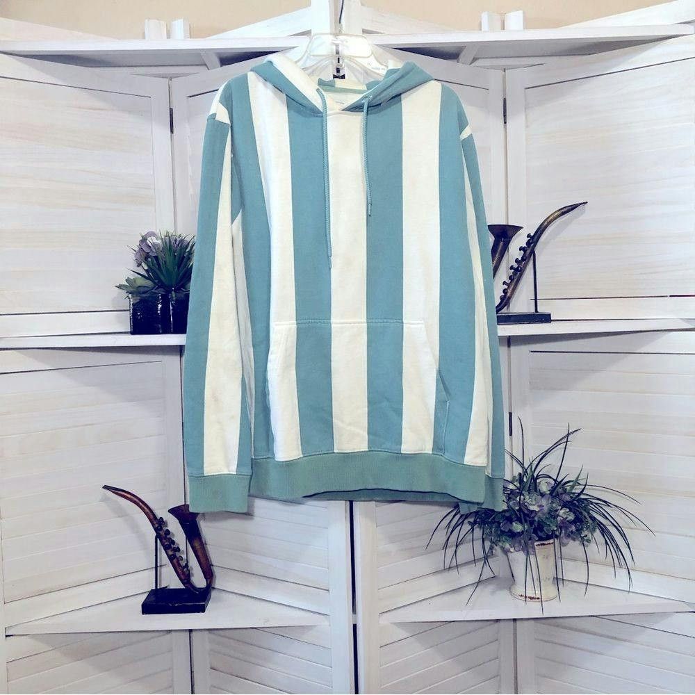 Urban Outfitters Urban Outfitters greenish blue cream striped hoodie sz M Size US M / EU 48-50 / 2 - 1 Thumbnail