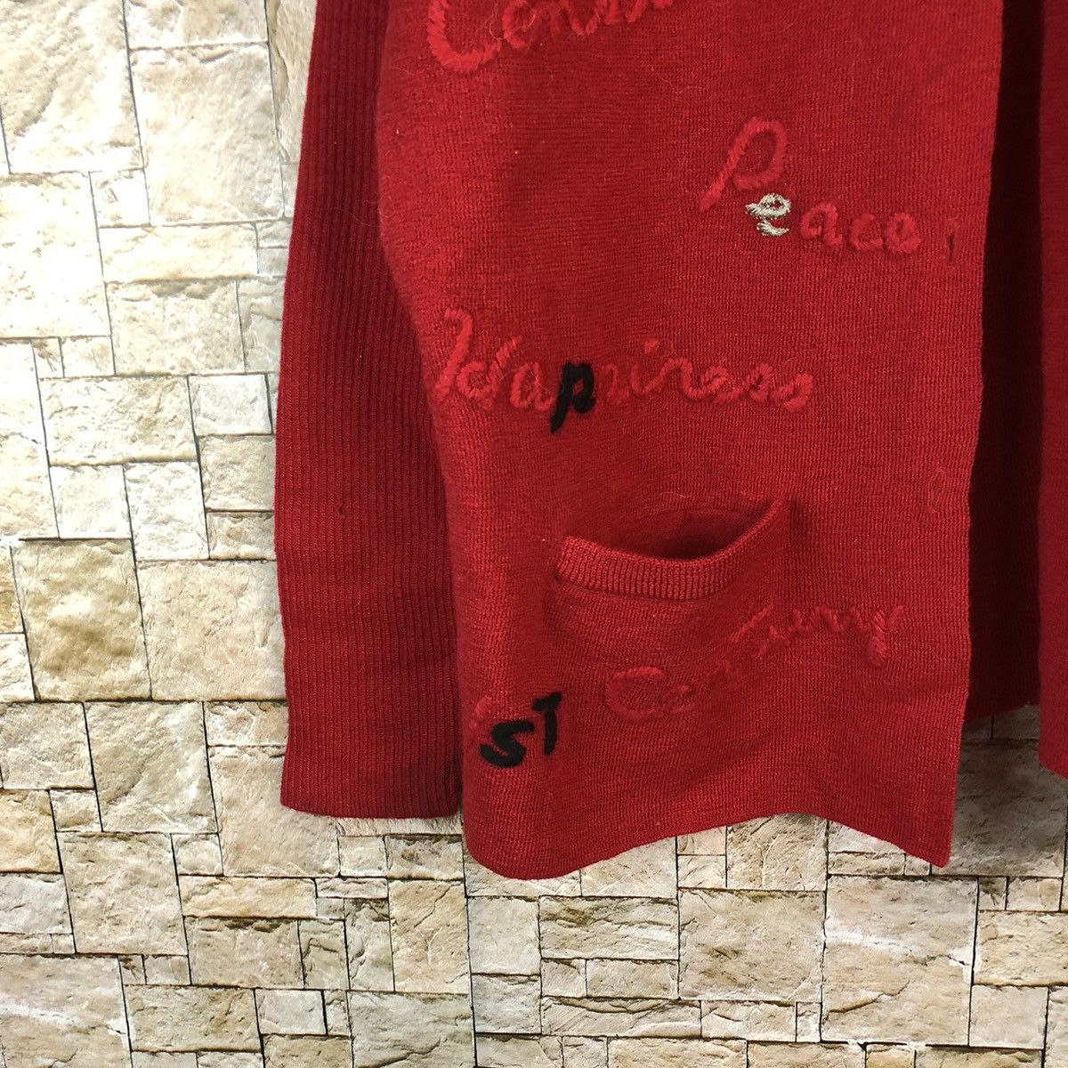 Homespun Knitwear × Pierre Cardin Escape pierre cardin Red Cardigan Knitwear #A1201 Size M / US 6-8 / IT 42-44 - 7 Thumbnail