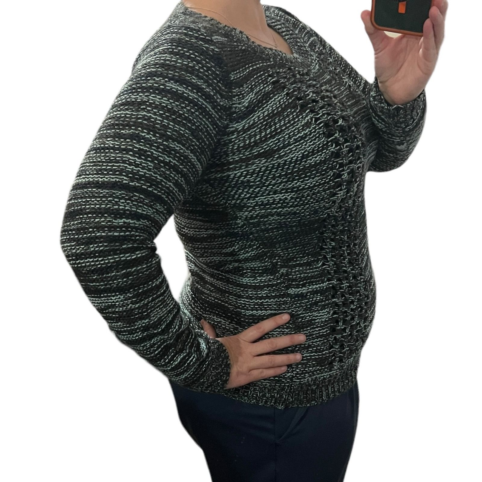 Other Varied Texture Loose Open Knit Panel Crew Neck Sweater Size S / US 4 / IT 40 - 4 Thumbnail