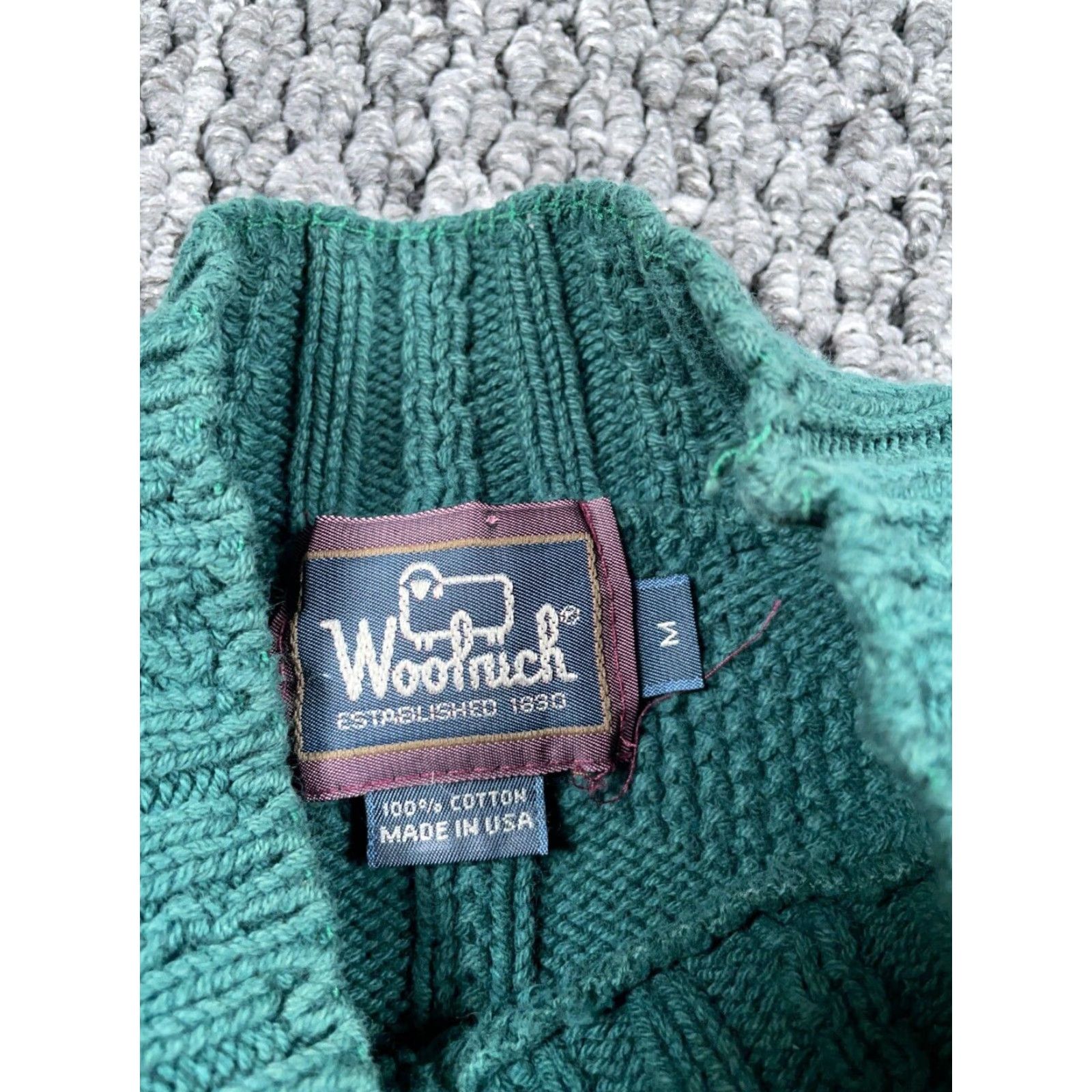 Vintage VINTAGE Woolrich Chunky-Knit Mock Neck Sweater Women's Medium Green 90s Oversized Pullover Size M / US 6-8 / IT 42-44 - 3 Thumbnail