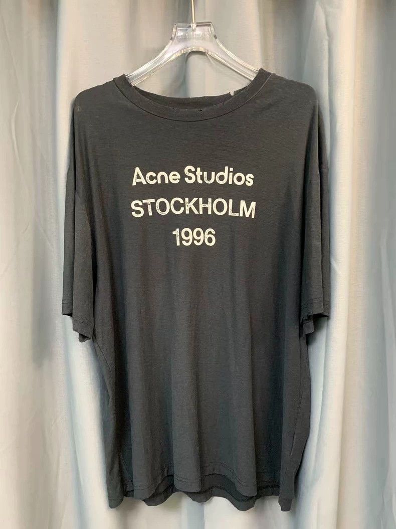 Acne Studios Acne Studios Black distressed washed T-shirt with letter-p Size US XL / EU 56 / 4 - 1 Thumbnail