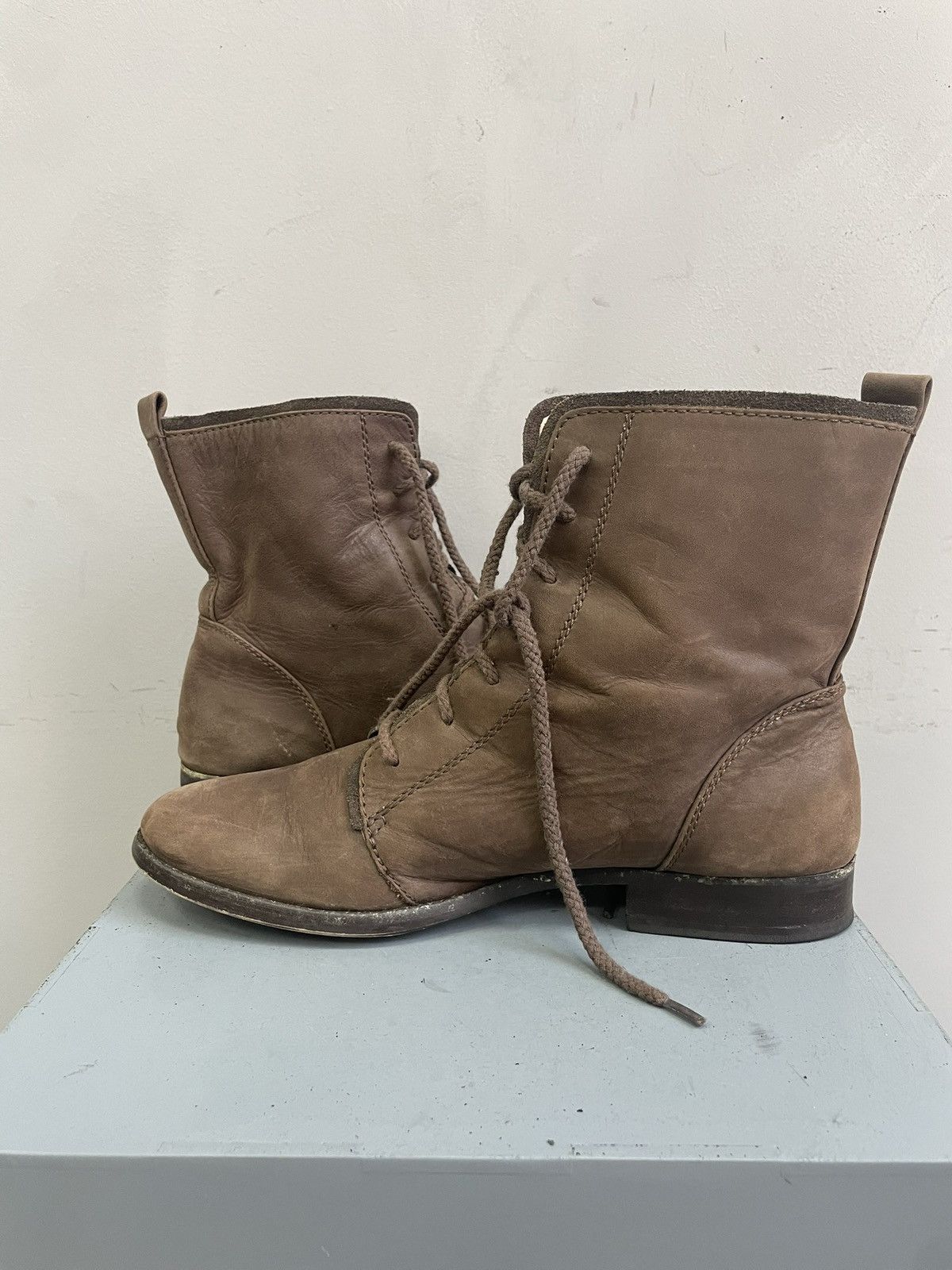 Ankle combat boots A.S. 98 style brown military zipper style
