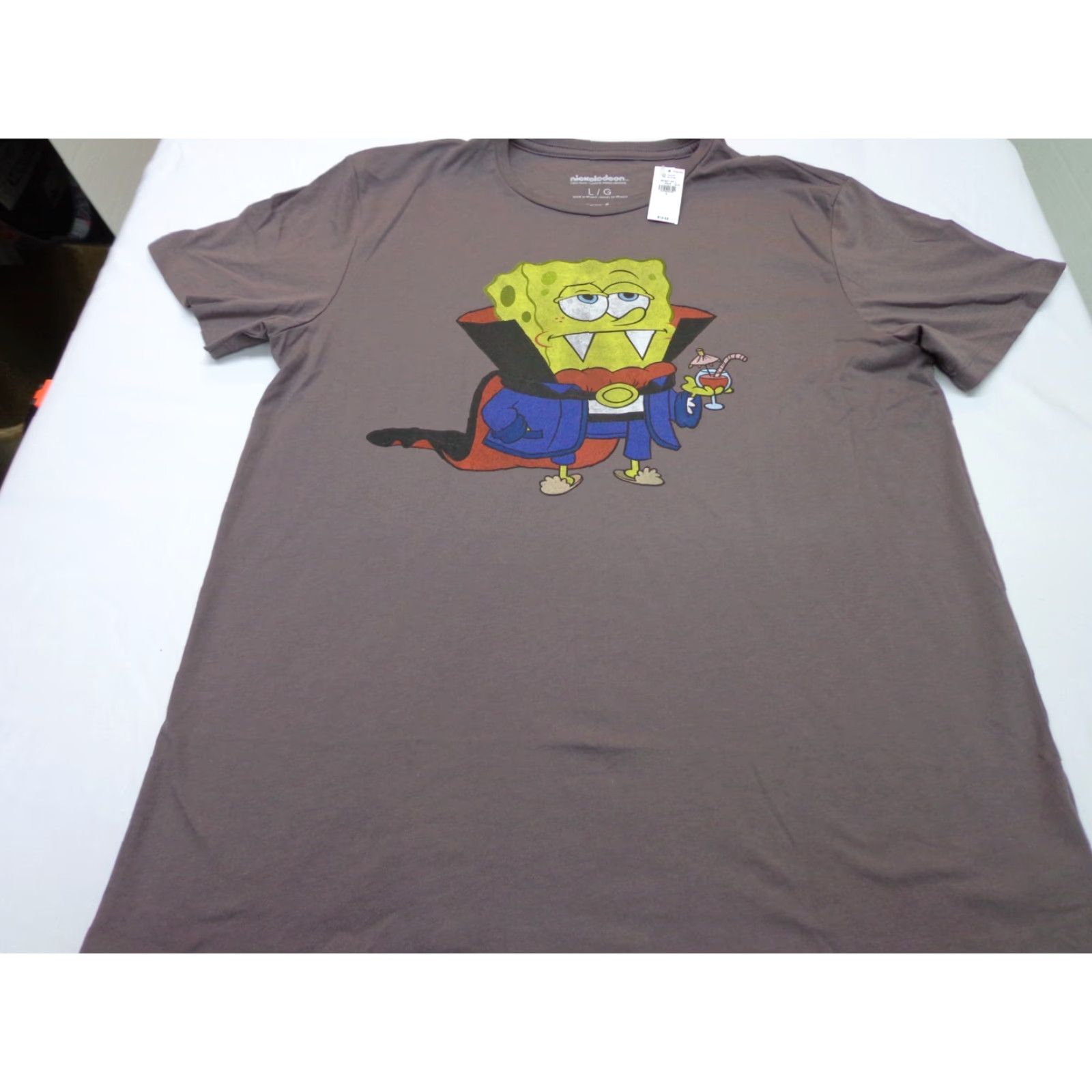 Nickelodeon SpongeBob SQUAREPANTS Nickelodeon T-Shirt Unisex Adults L Gray Crew Neck Short Sleeve Graphic Print Size US L / EU 52-54 / 3 - 2 Thumbnail