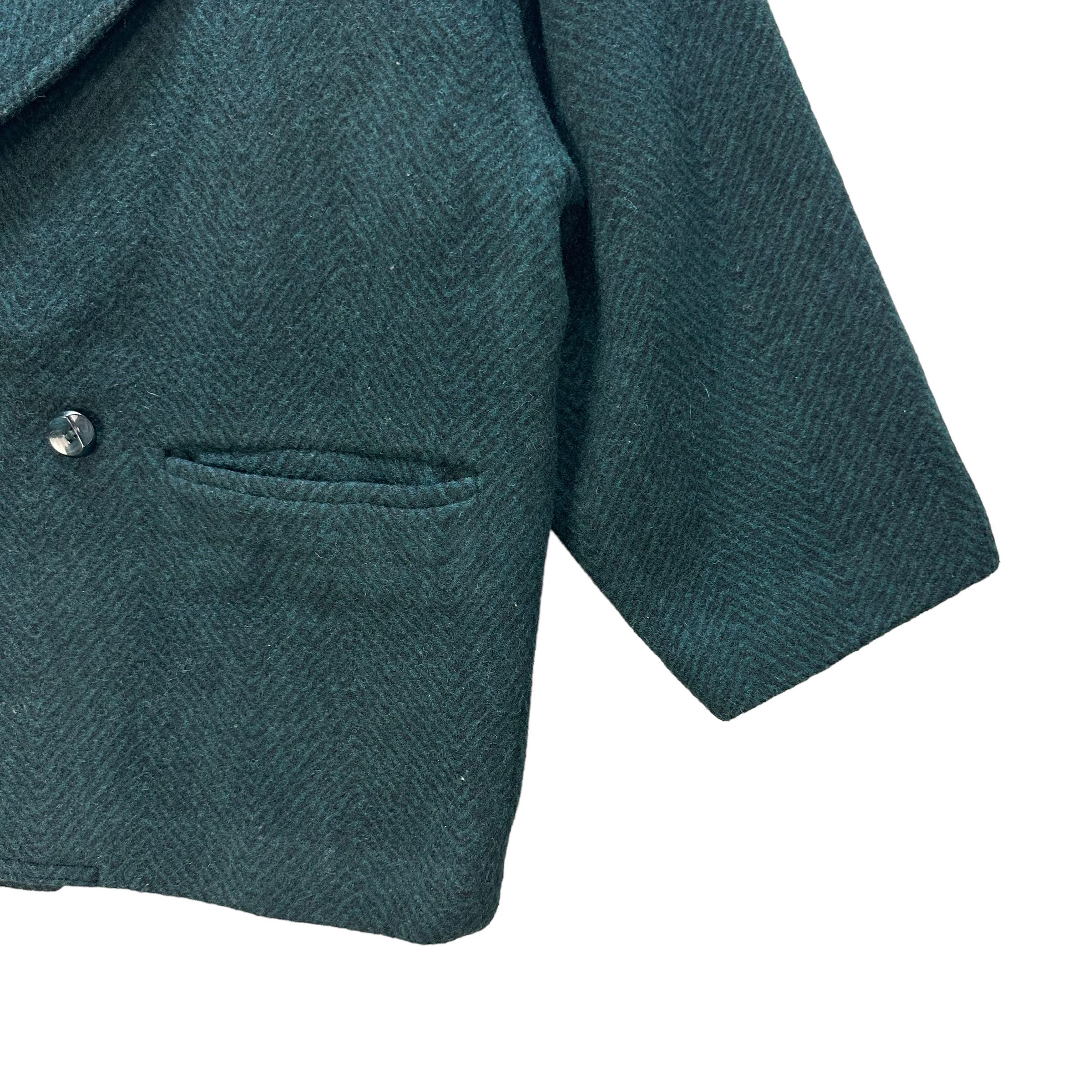Vintage PACO ROBANNE DOUBLE BREASTED WOOL COAT HERRINGBONE #8267-219 Size L / US 10 / IT 46 - 5 Thumbnail