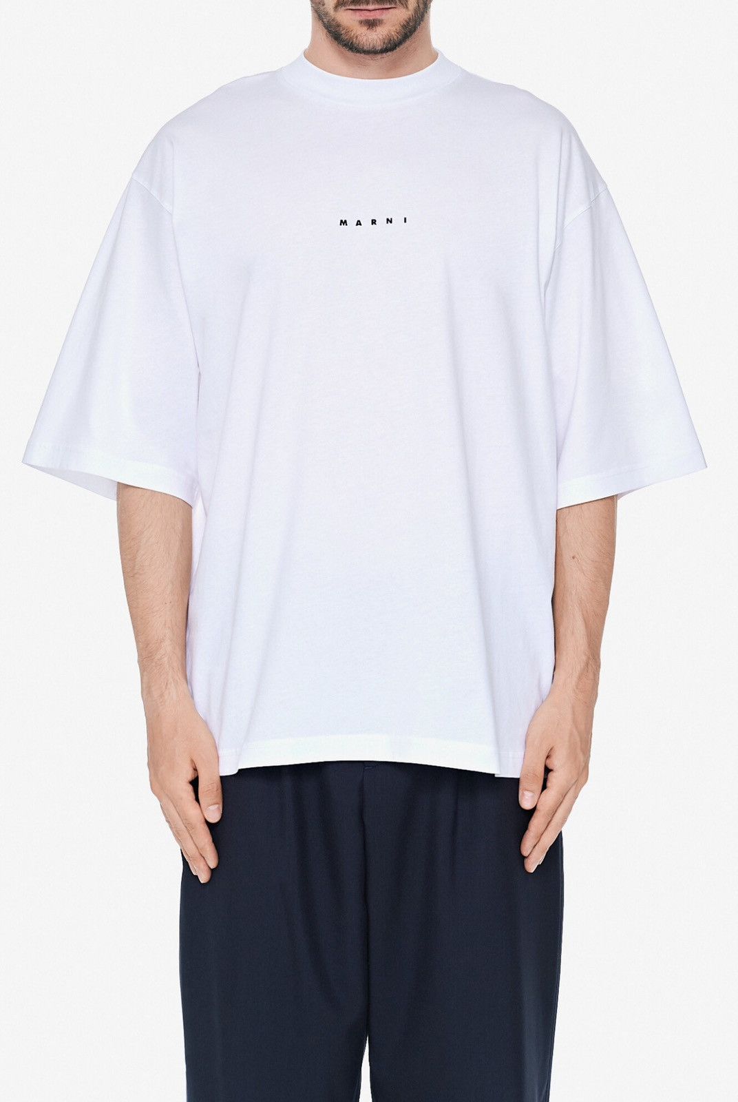 Marni Last Size Marni Logo Oversized White T-Shirt Size US L / EU 52-54 / 3 - 1 Thumbnail