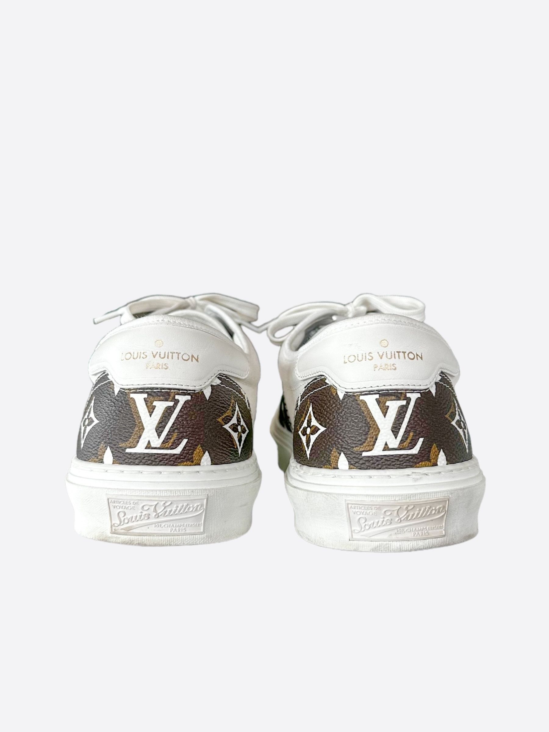Louis Vuitton Louis Vuitton Brown & White Monogram Trocadero Sneakers Size US 11.5 / EU 44-45 - 4 Thumbnail
