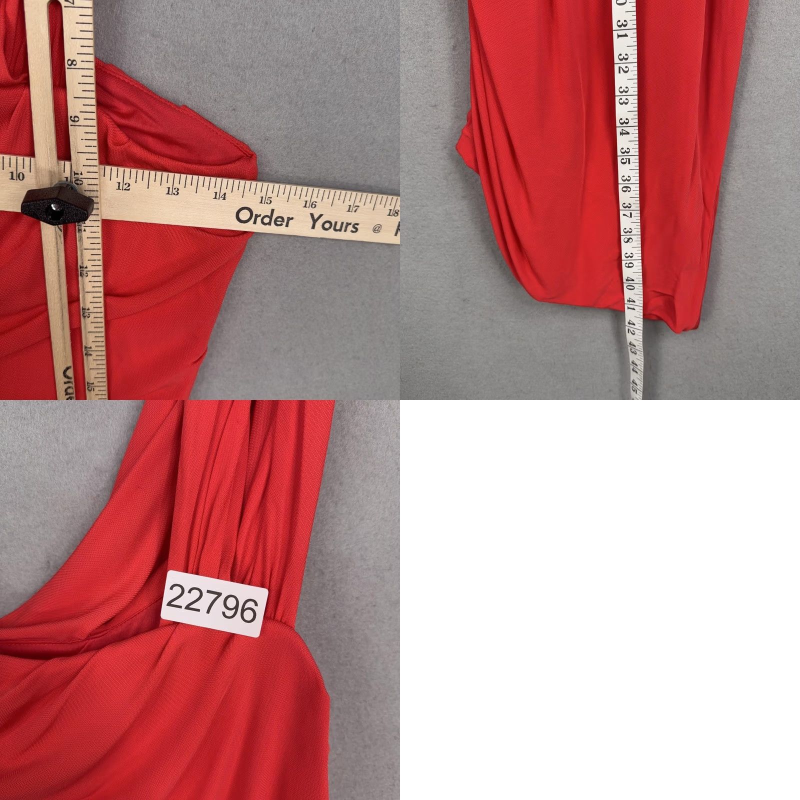 Halston Halston Heritage Dress Womens 2 Red One Shoulder Ruched Asymmetrical Cocktail Size XS / US 0-2 / IT 36-38 - 9 Thumbnail