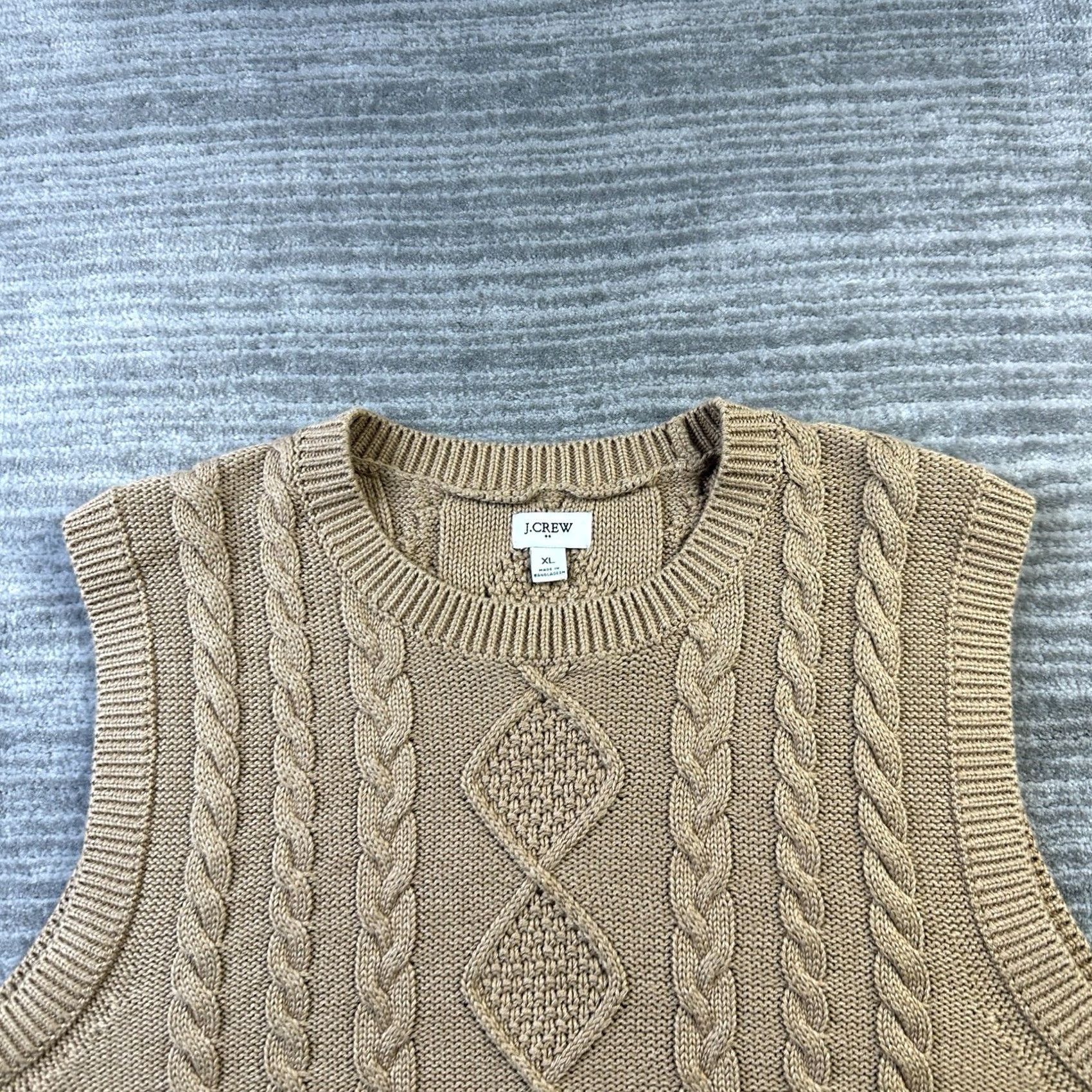 J.Crew VINTAGE J.CREW Vest Womens XL Beige Tan Cable Knit Fisherman Preppy Size XL / US 12-14 / IT 48-50 - 4 Thumbnail
