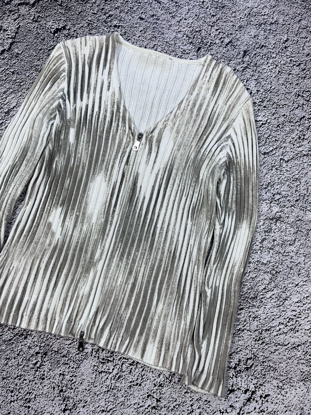 Japanese Brand Vintage Y2K zip up ribbed sweater avantgarde oldmoney M Size M / US 6-8 / IT 42-44 - 3 Thumbnail